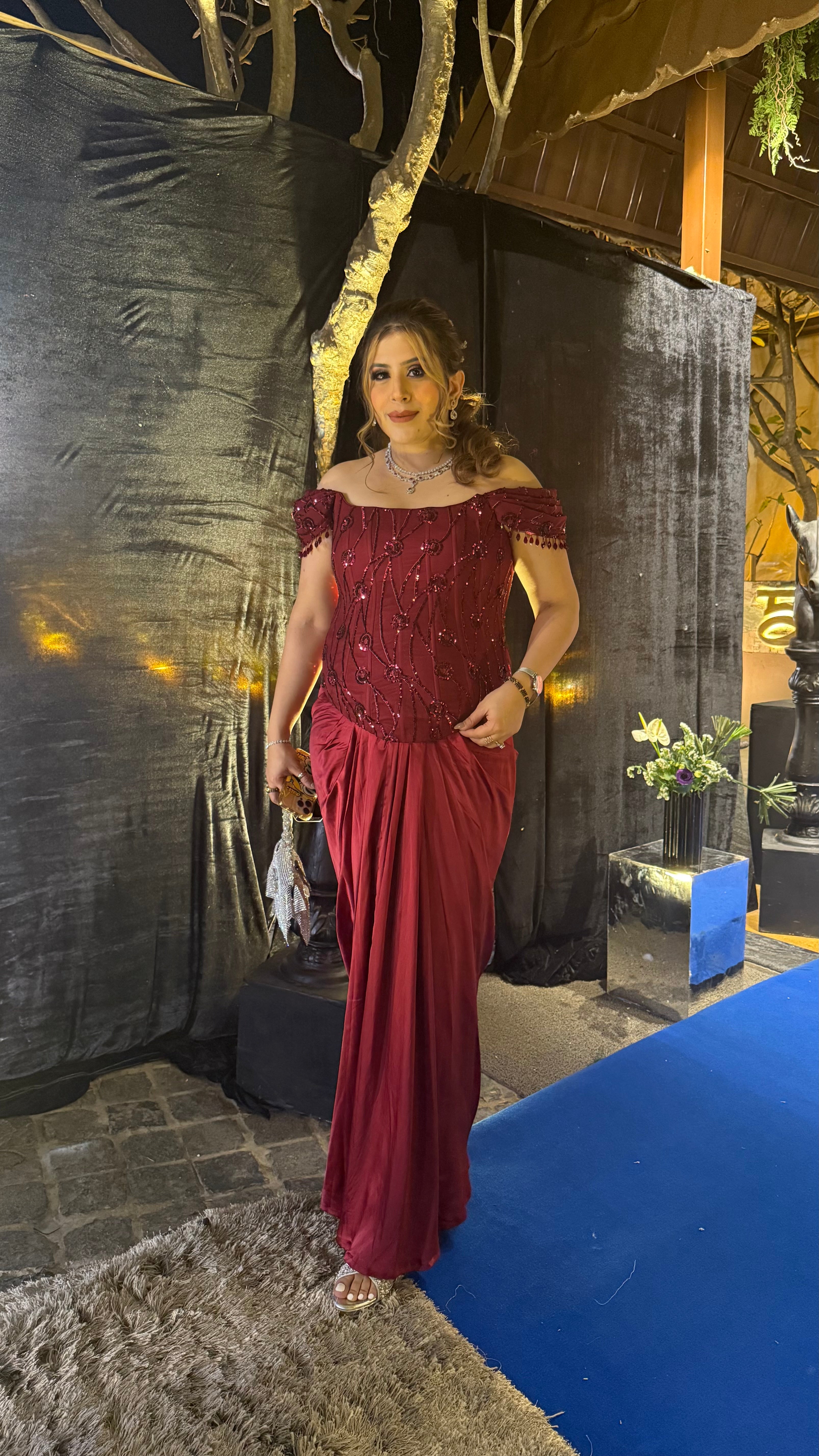 Date The Maroon Corset + Drape Skirt