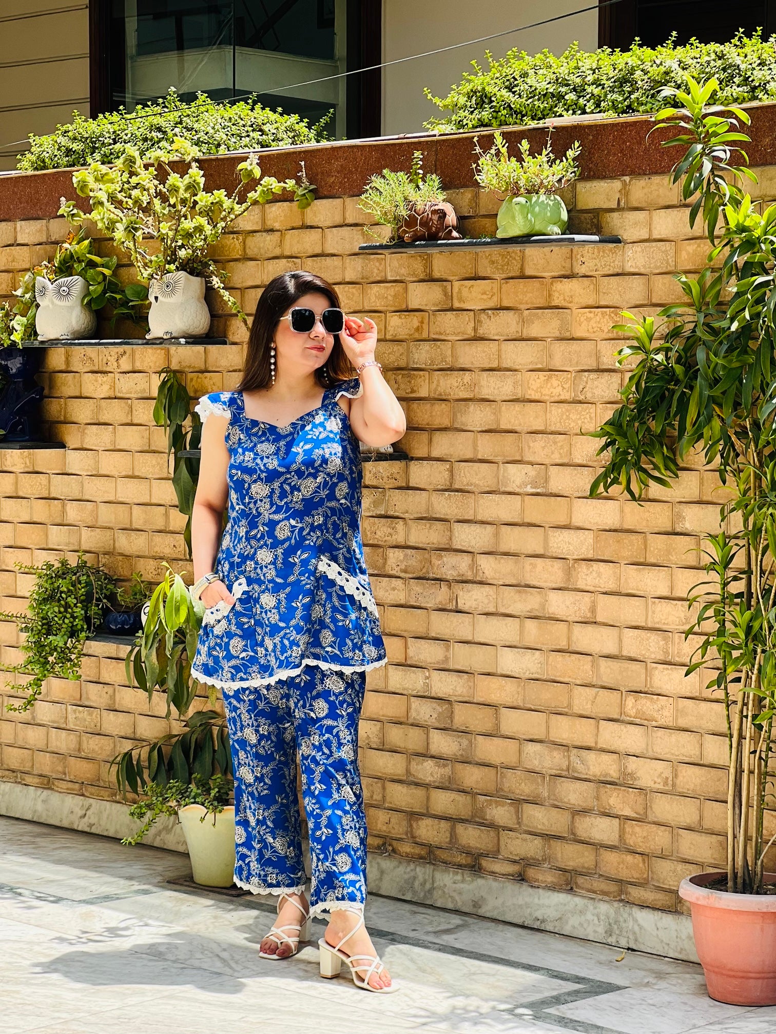 Electric Blue Jaipuri Cotton Co-ord