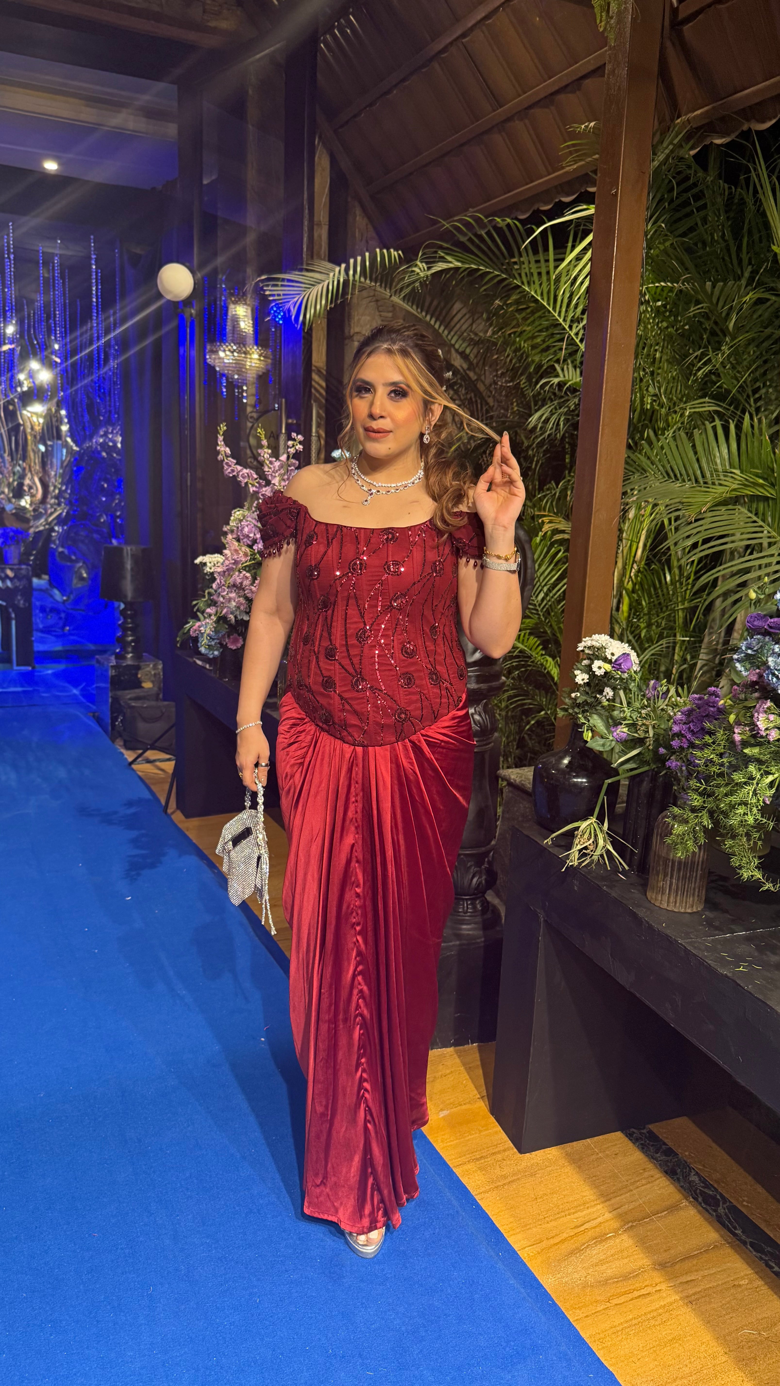 Date The Maroon Corset + Drape Skirt