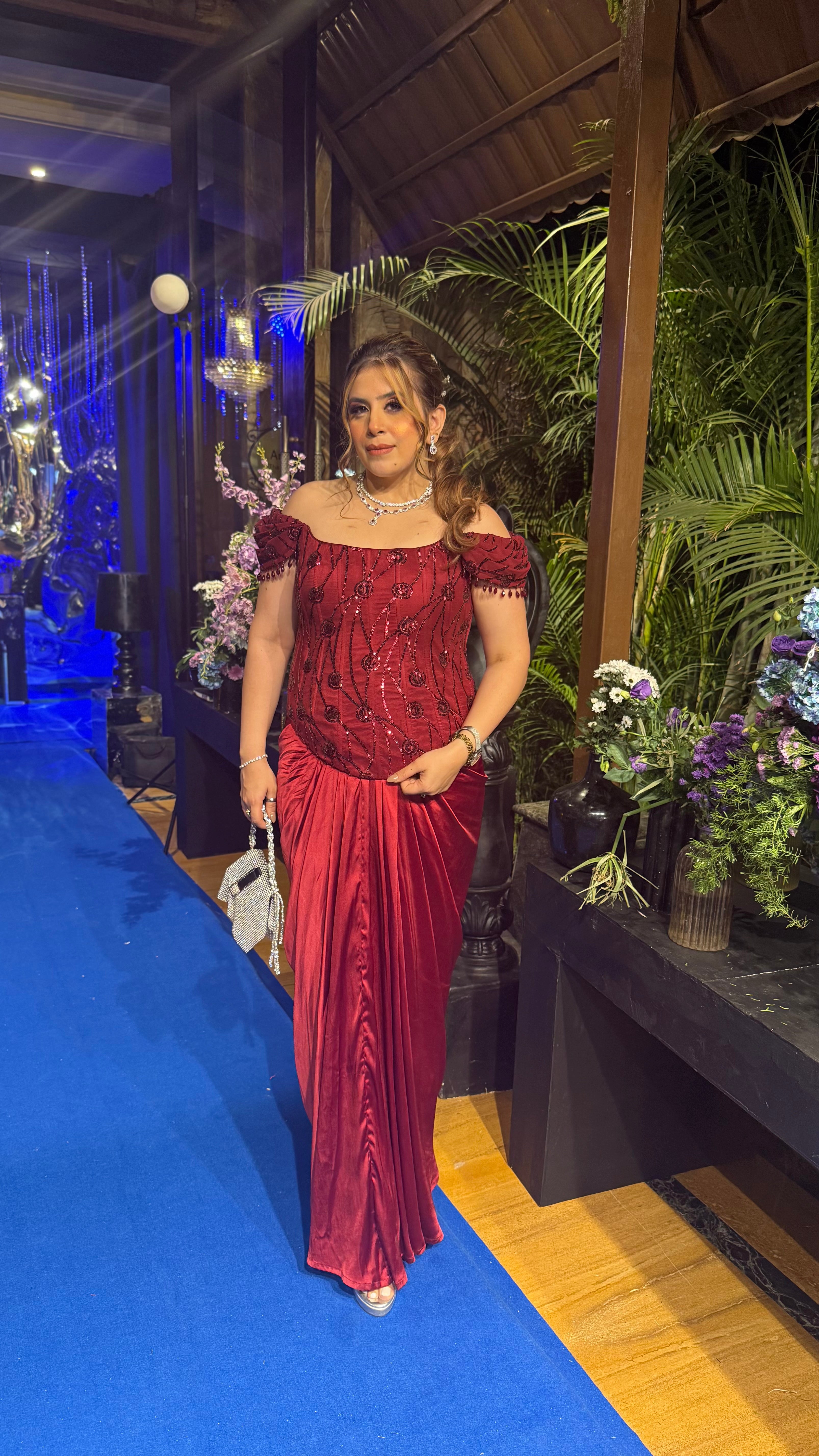 Date The Maroon Corset + Drape Skirt