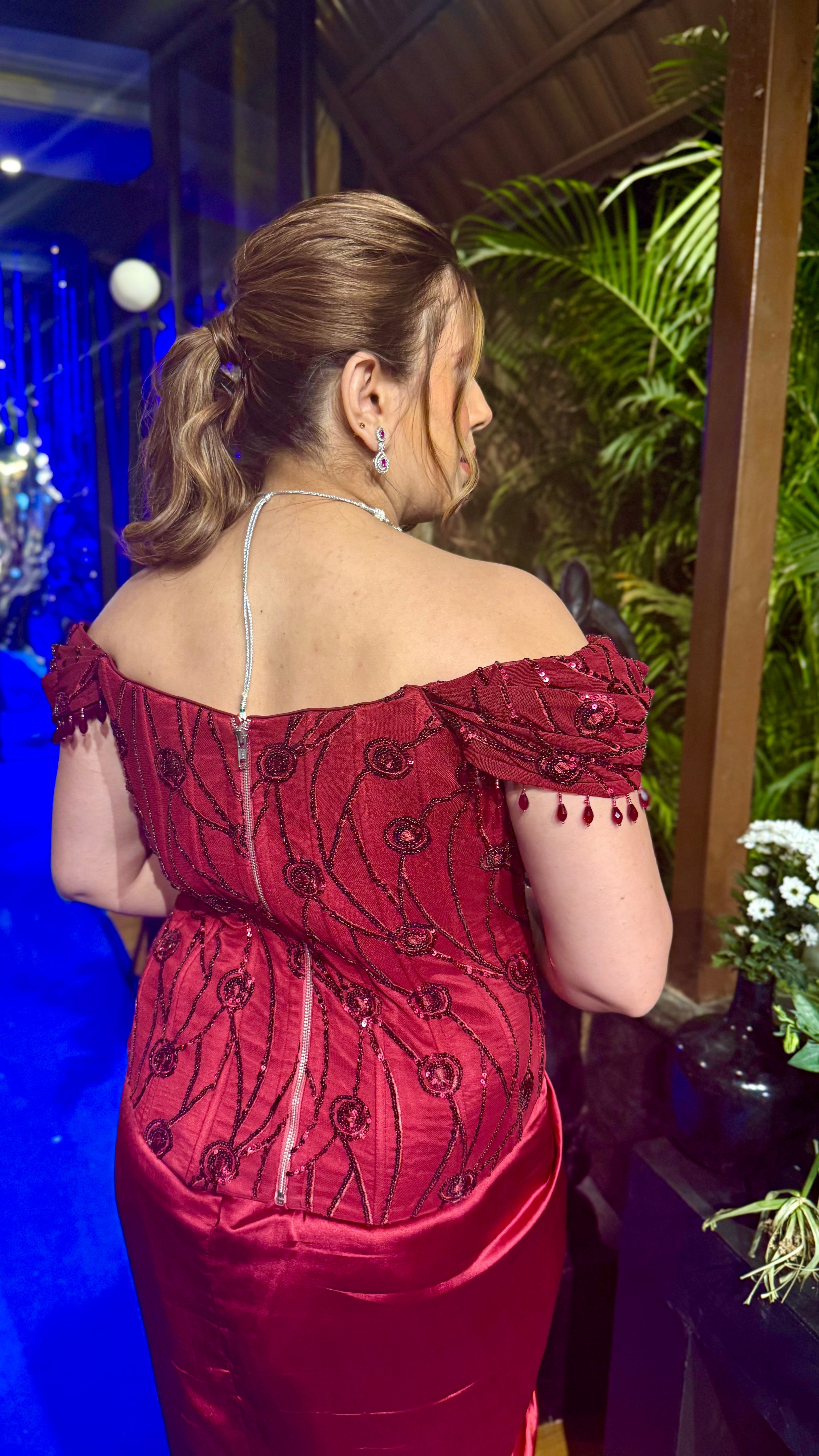 Date The Maroon Corset + Drape Skirt