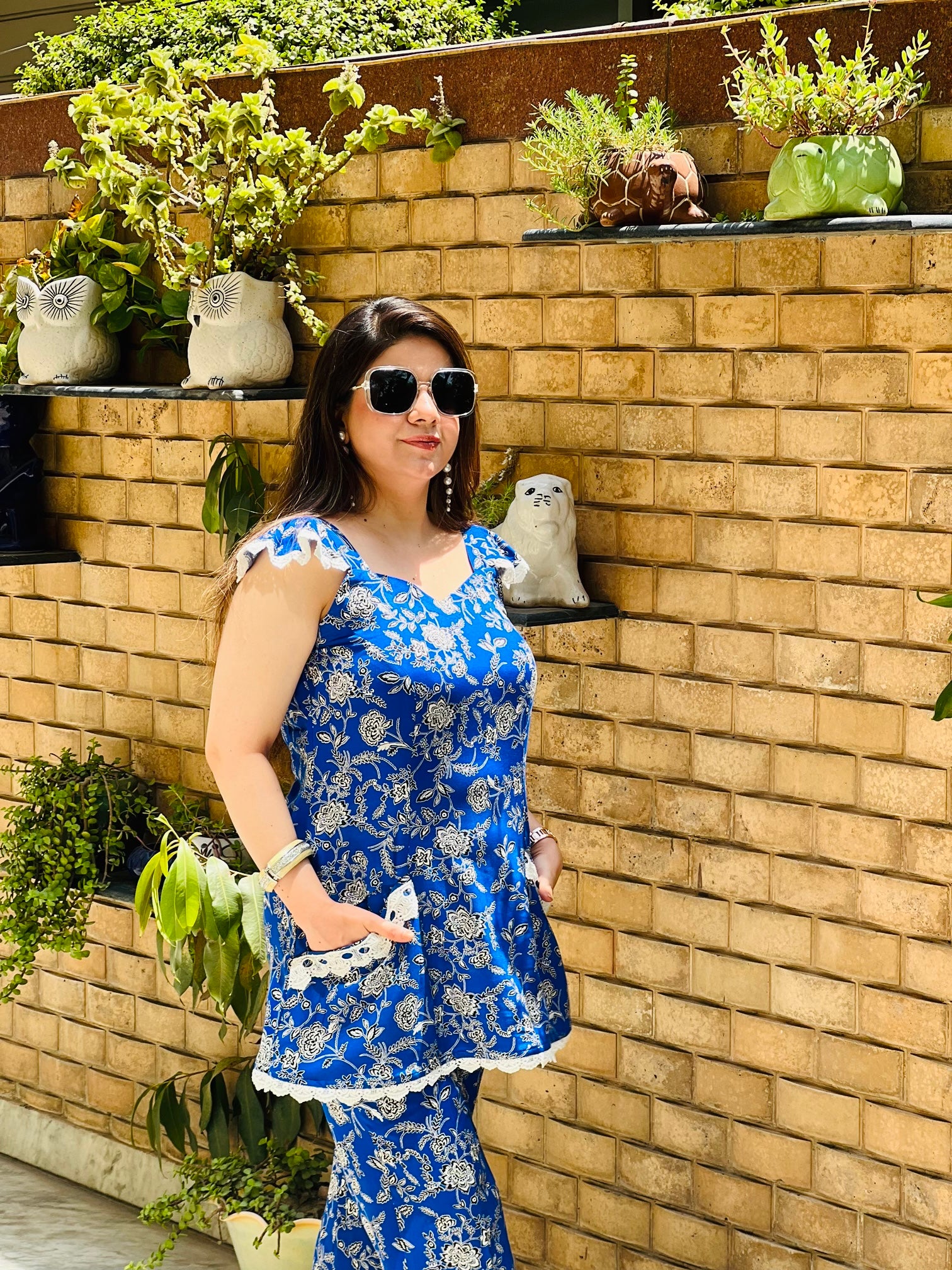 Electric Blue Jaipuri Cotton Co-ord