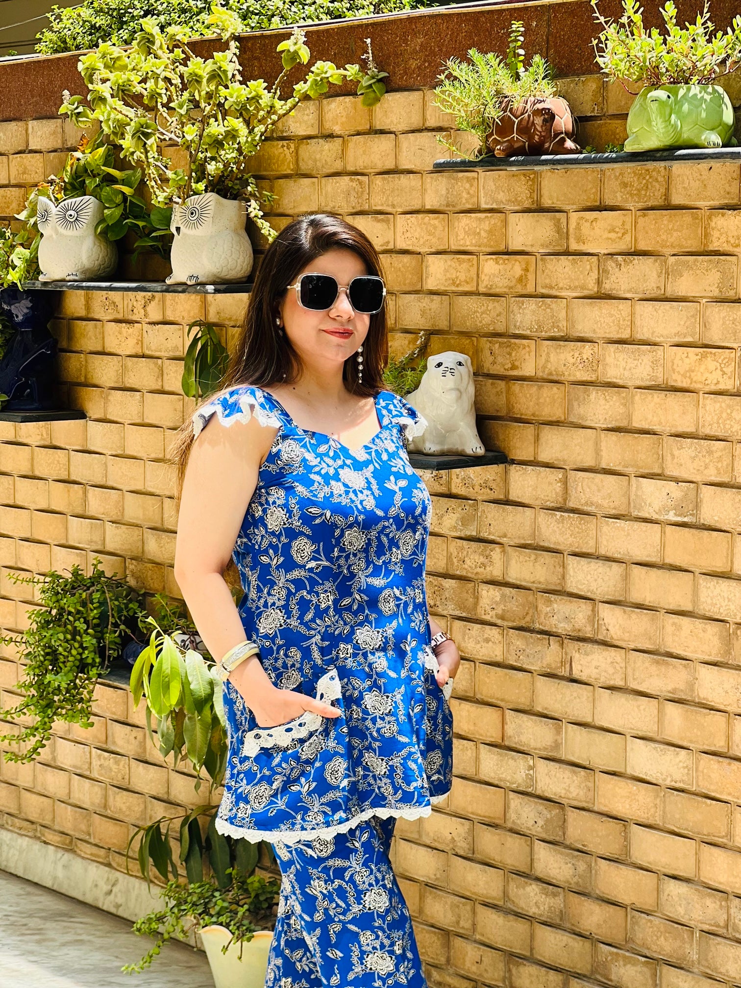 Electric Blue Jaipuri Cotton Co-ord