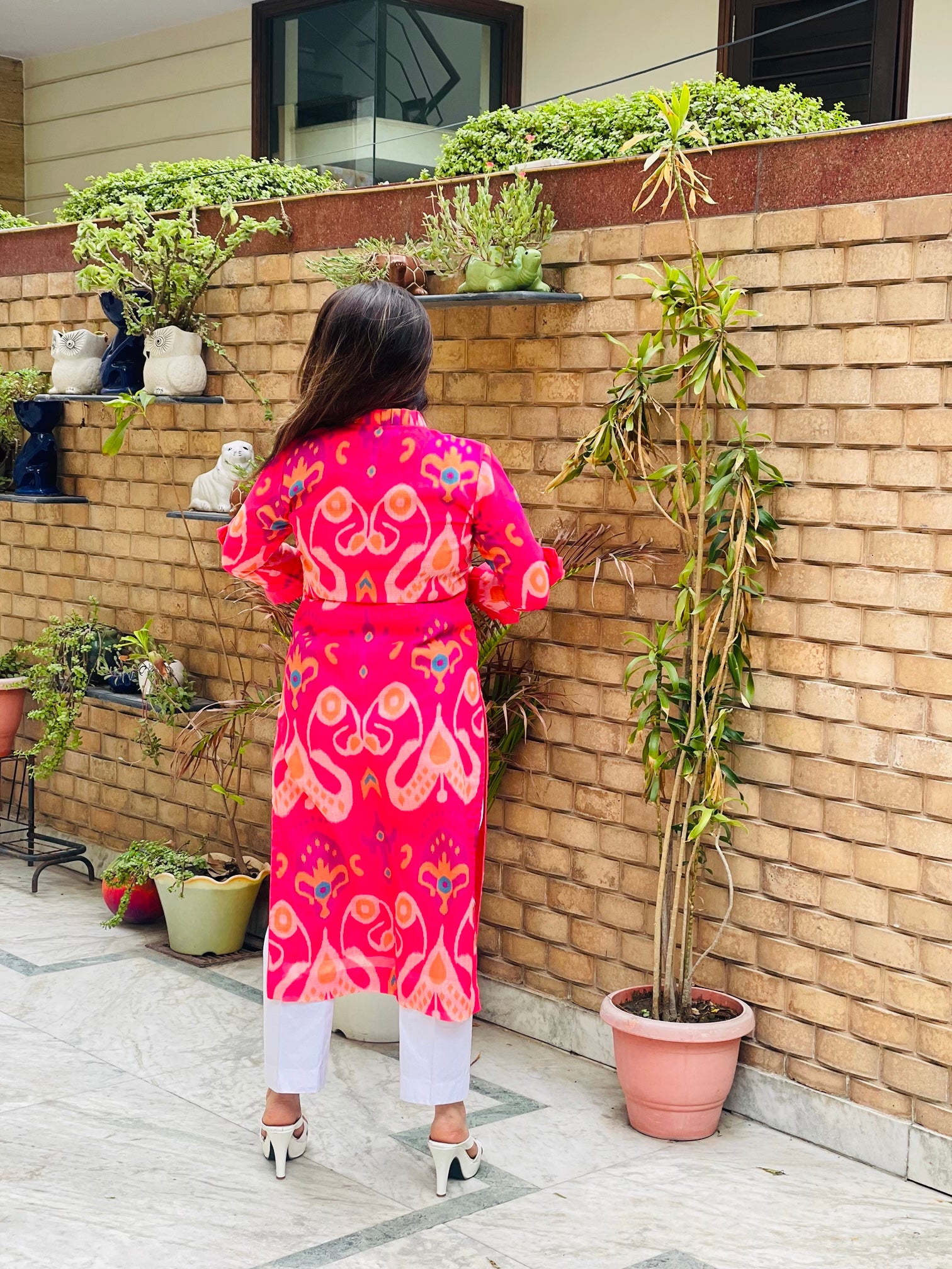 Linen on Pink Rakhi kurti