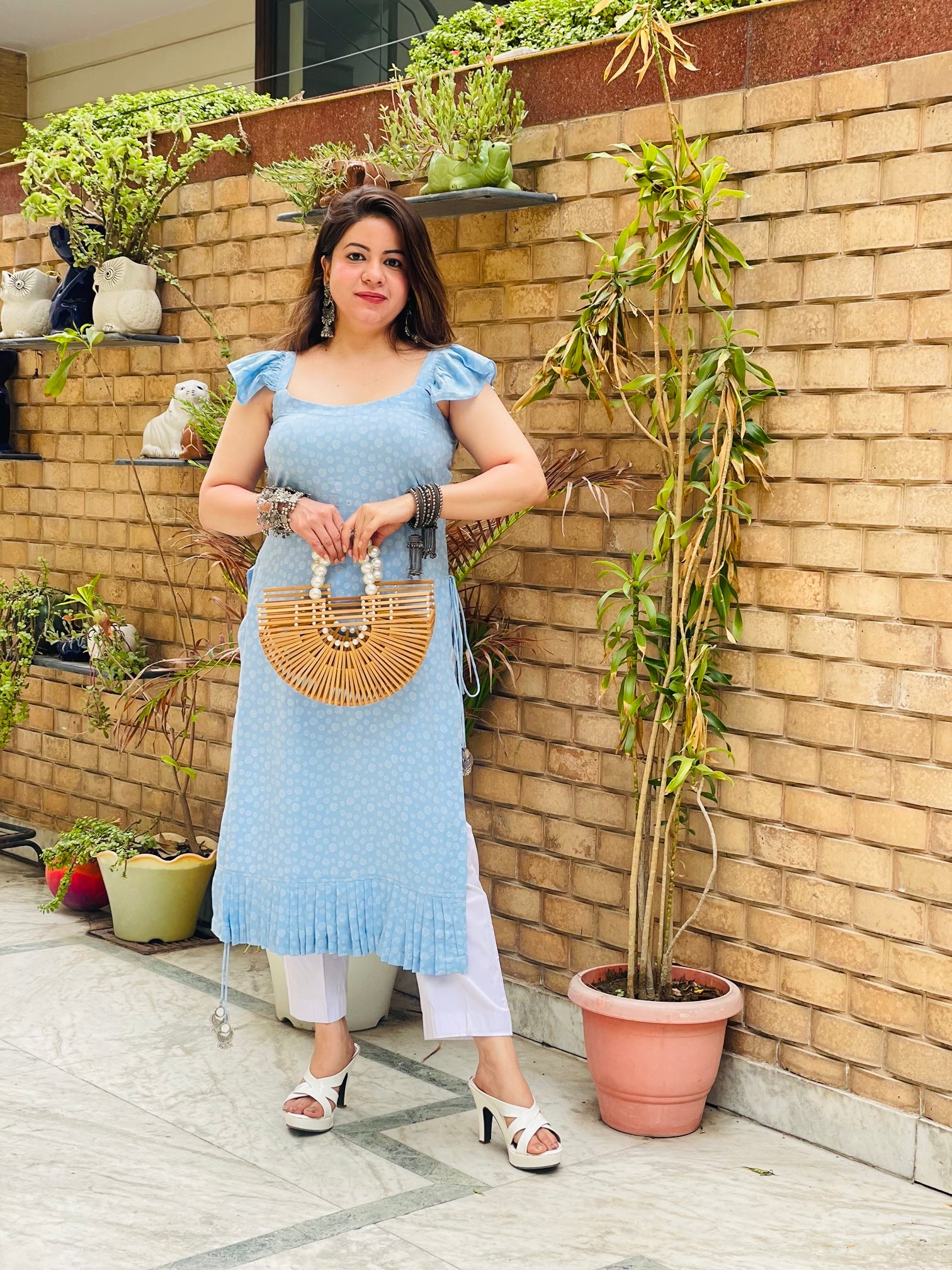Powder Blue Rakhi kurti