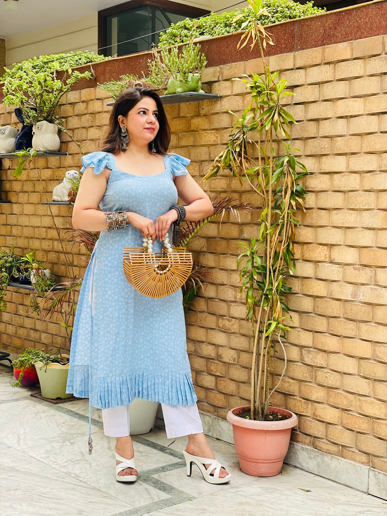 Powder Blue Rakhi kurti