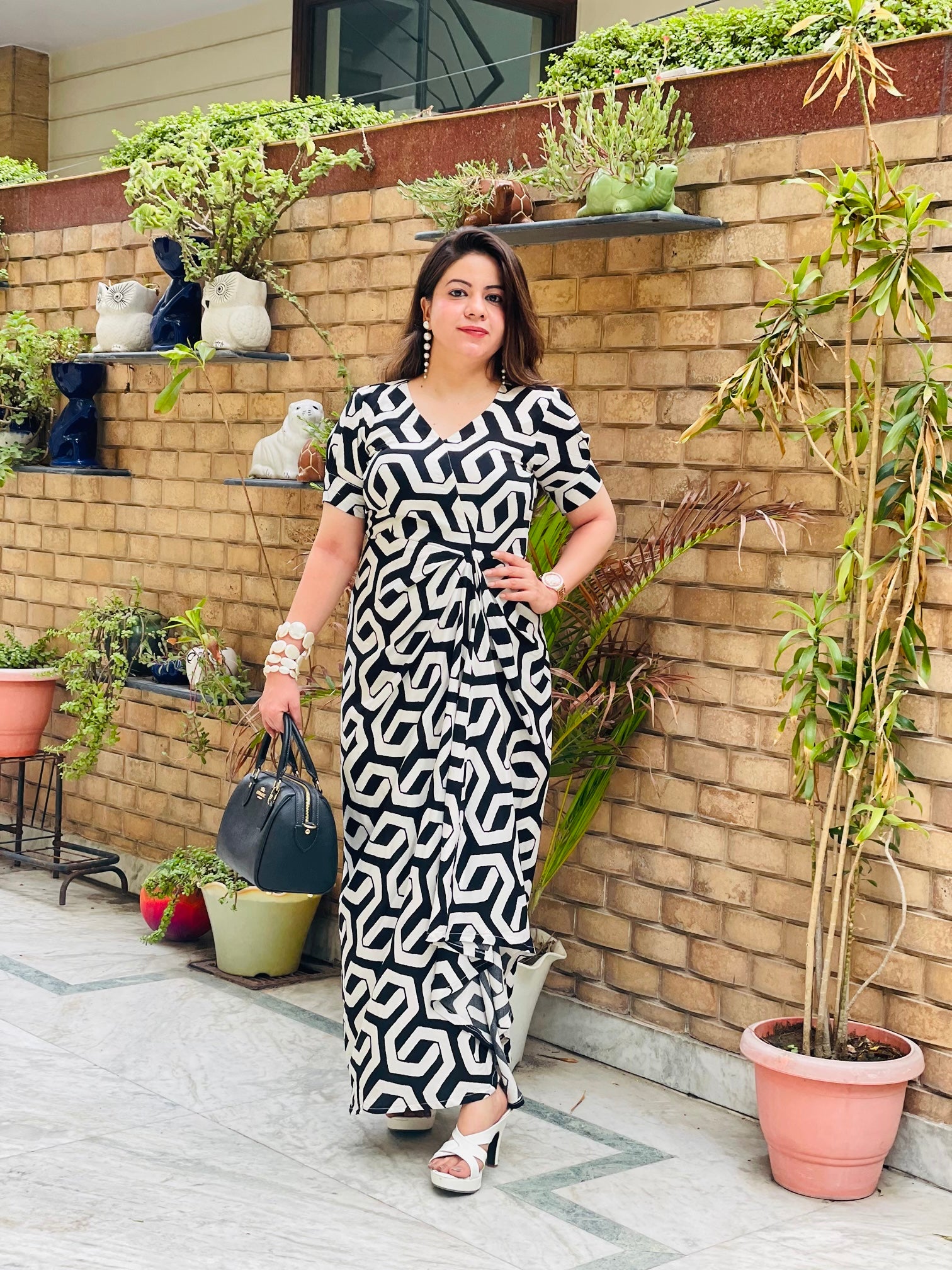 Monochrome Magic Drape Maxi