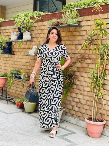 Monochrome Magic Drape Maxi