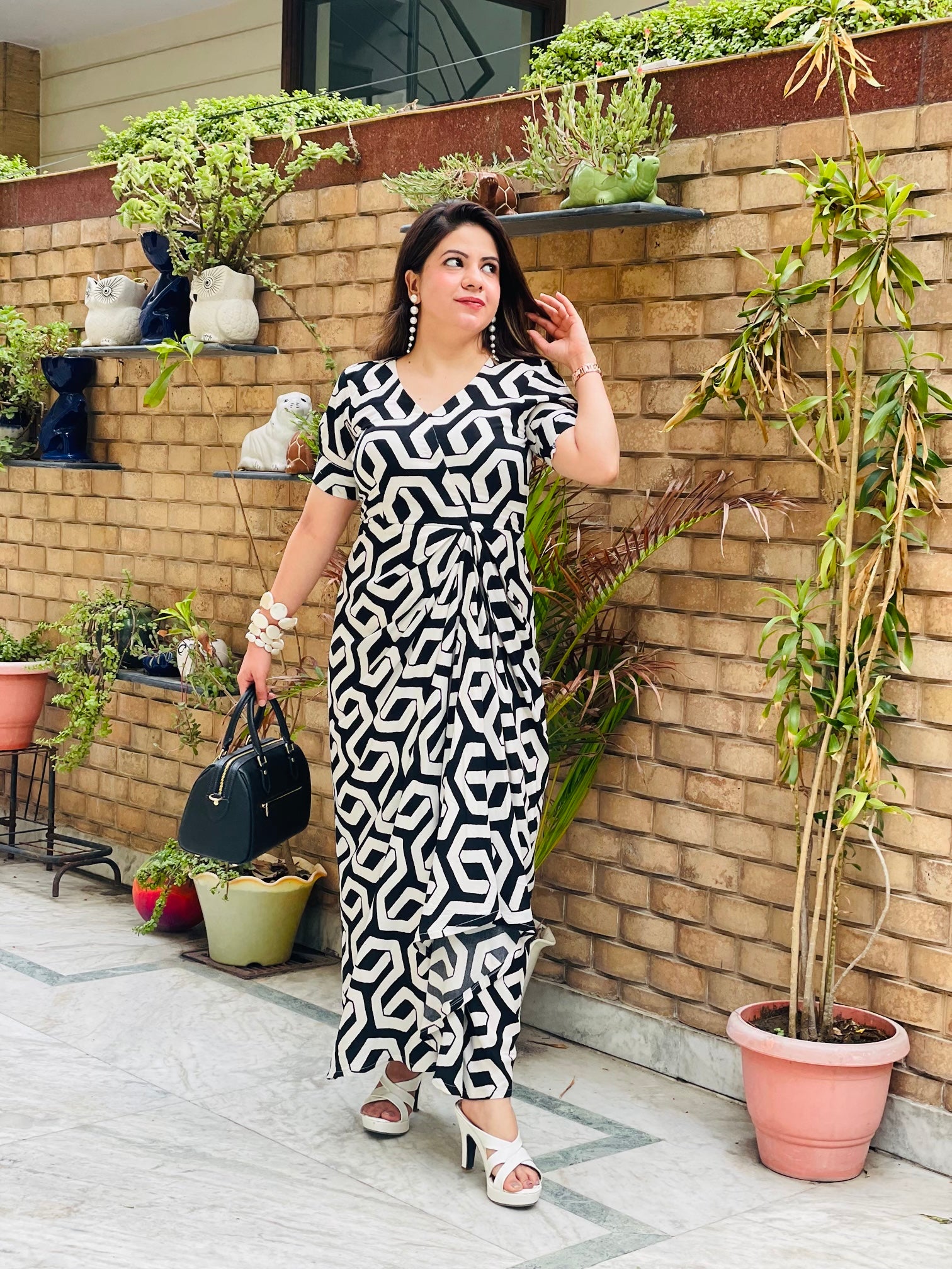 Monochrome Magic Drape Maxi