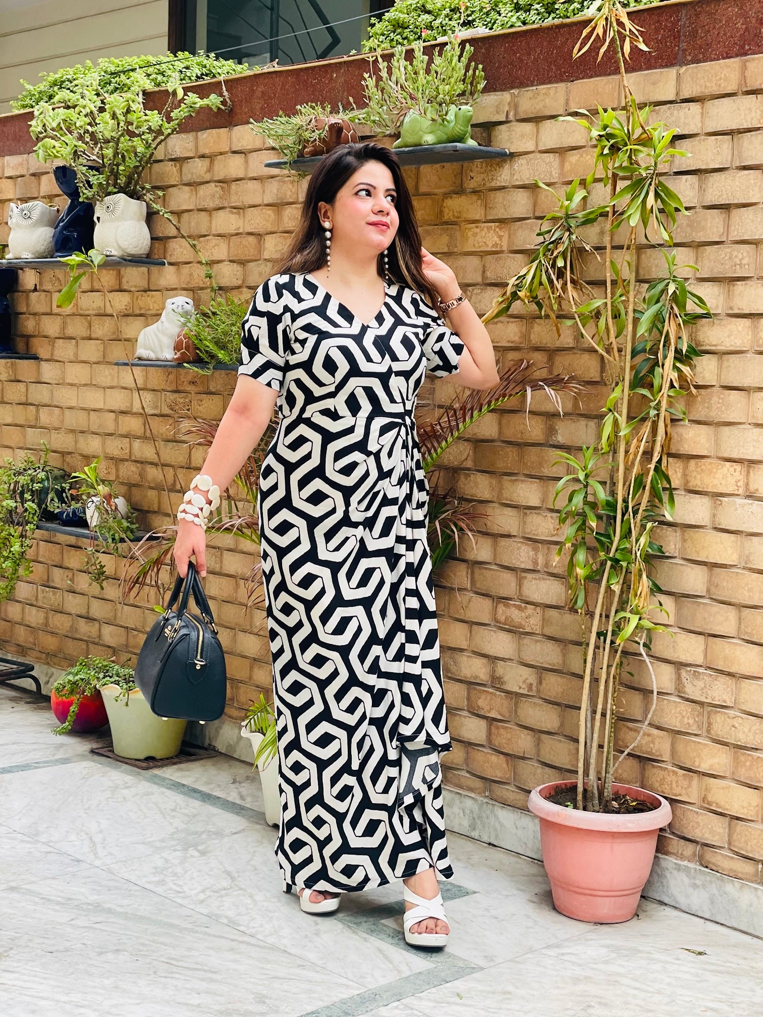 Monochrome Magic Drape Maxi