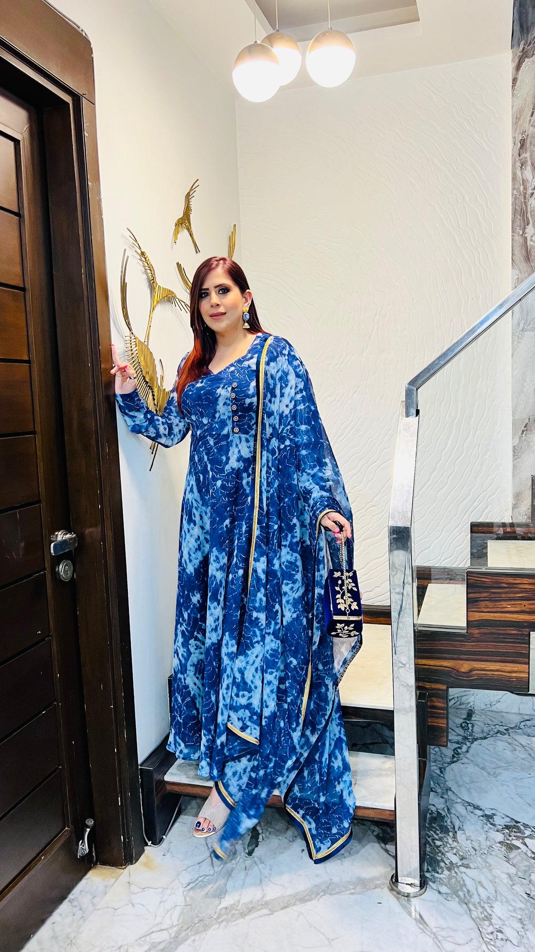 Blue Tie & Dye Anarkali