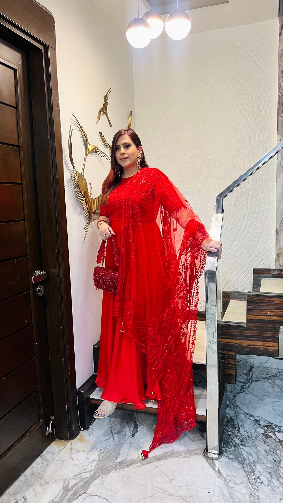 Stunning Red Anarkali