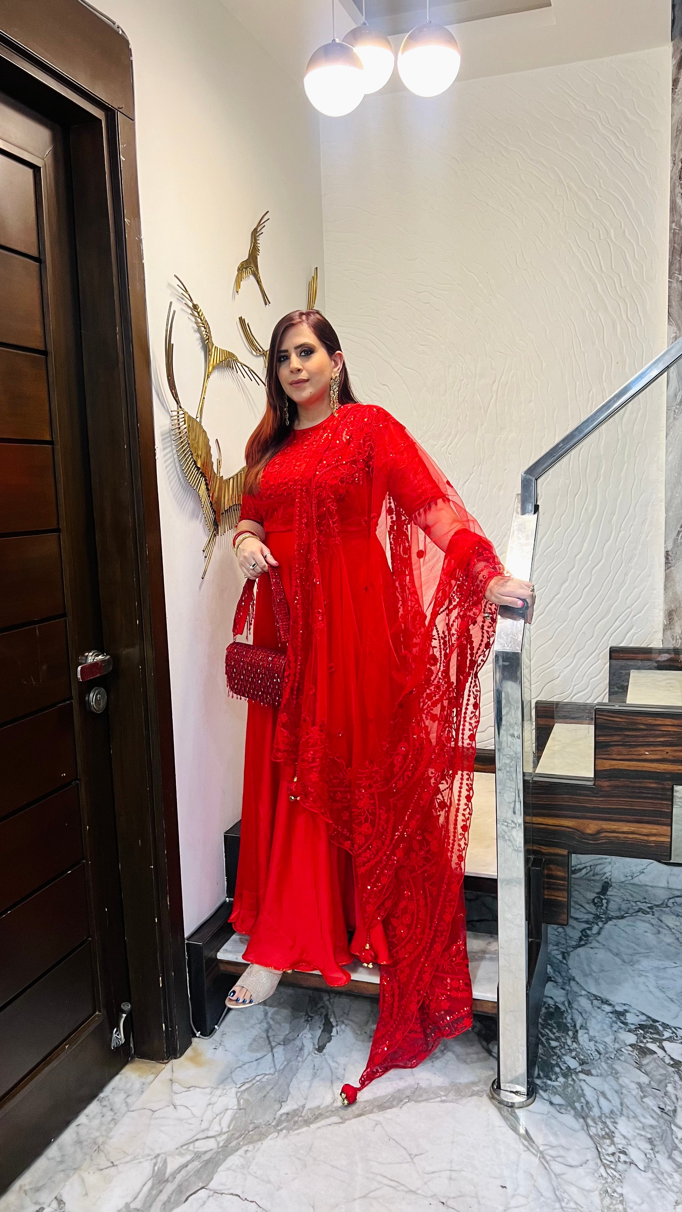 Stunning Red Anarkali