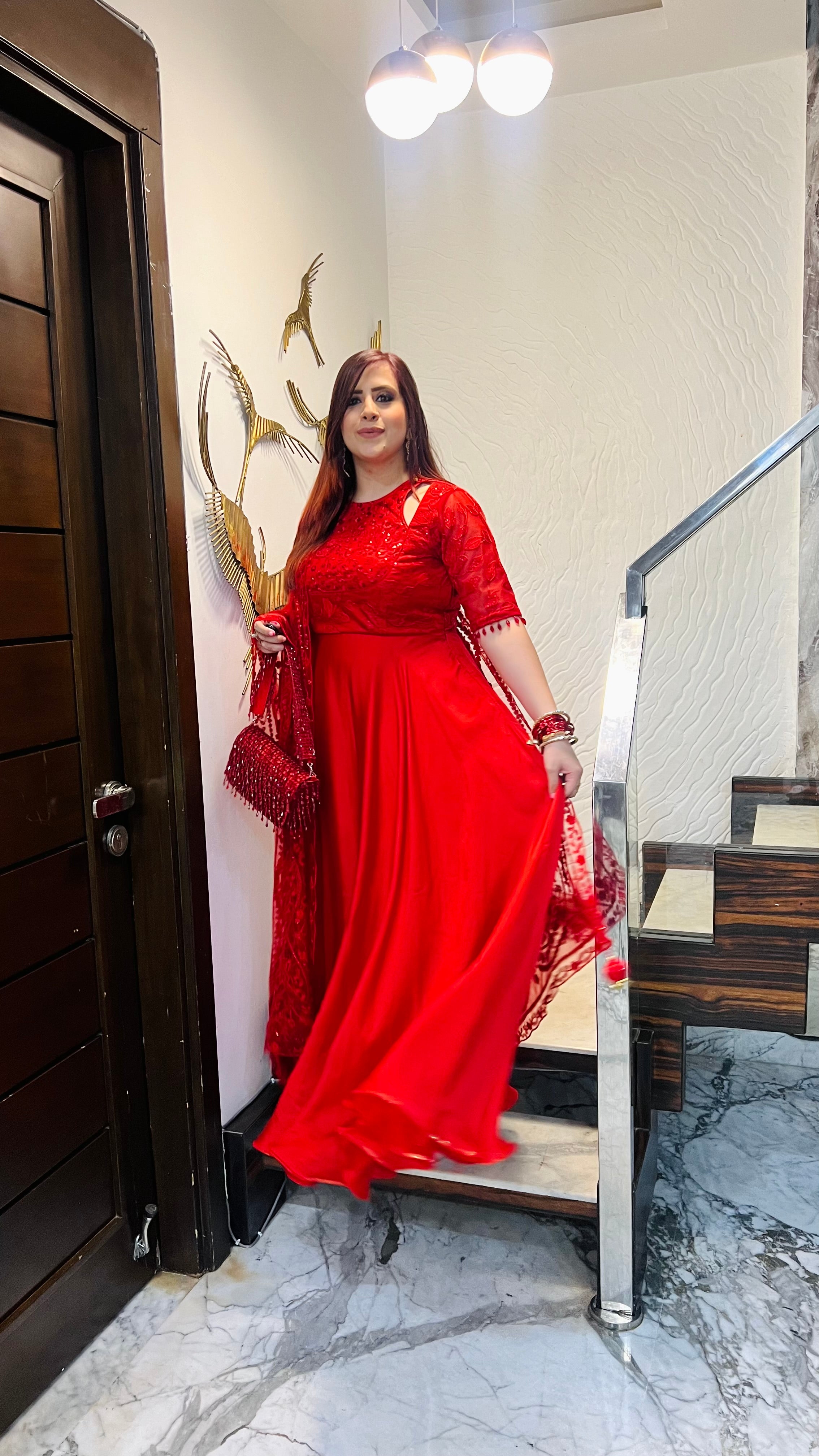 Stunning Red Anarkali