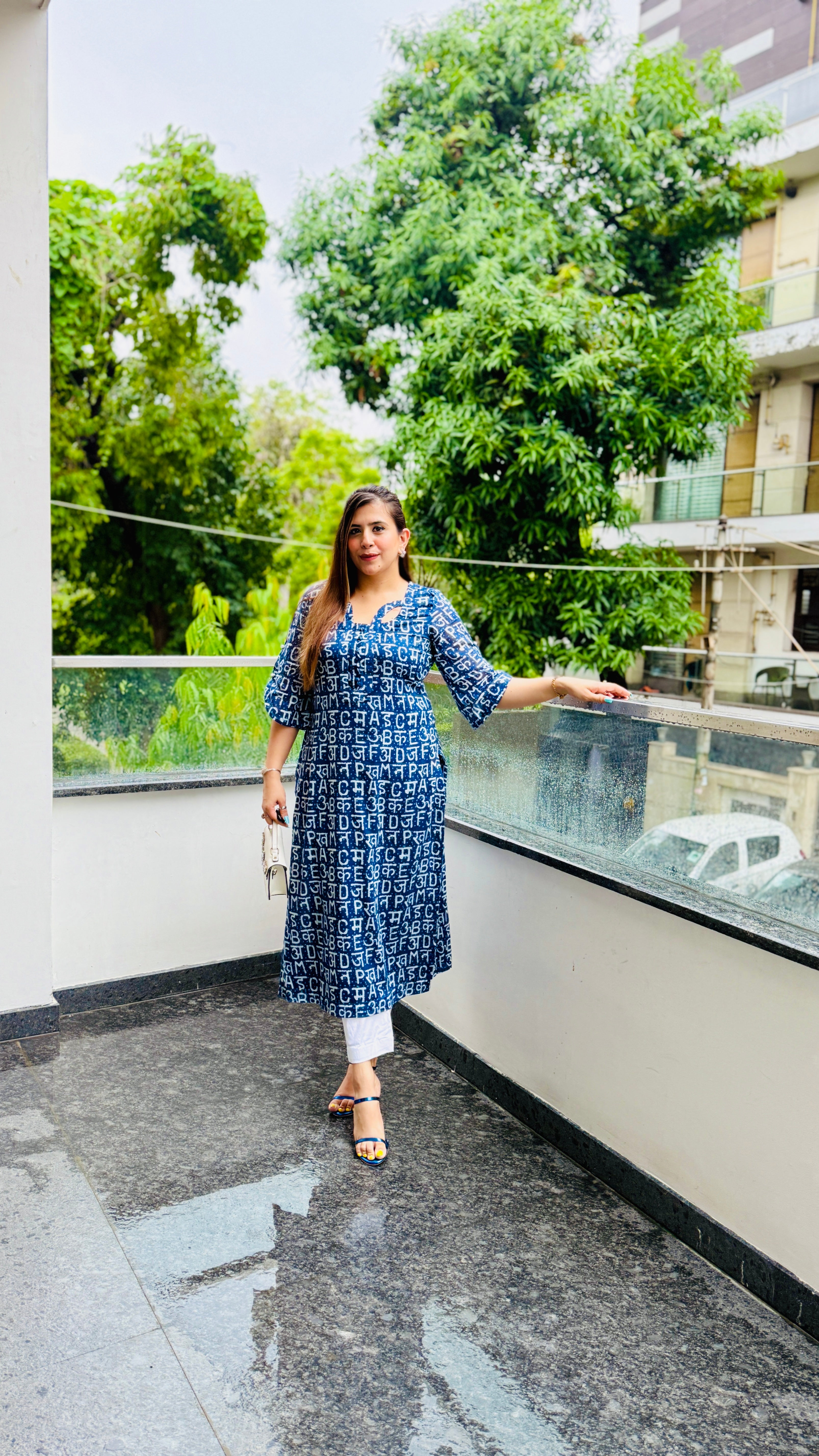 Blue Text Me Mal Cotton Kurti