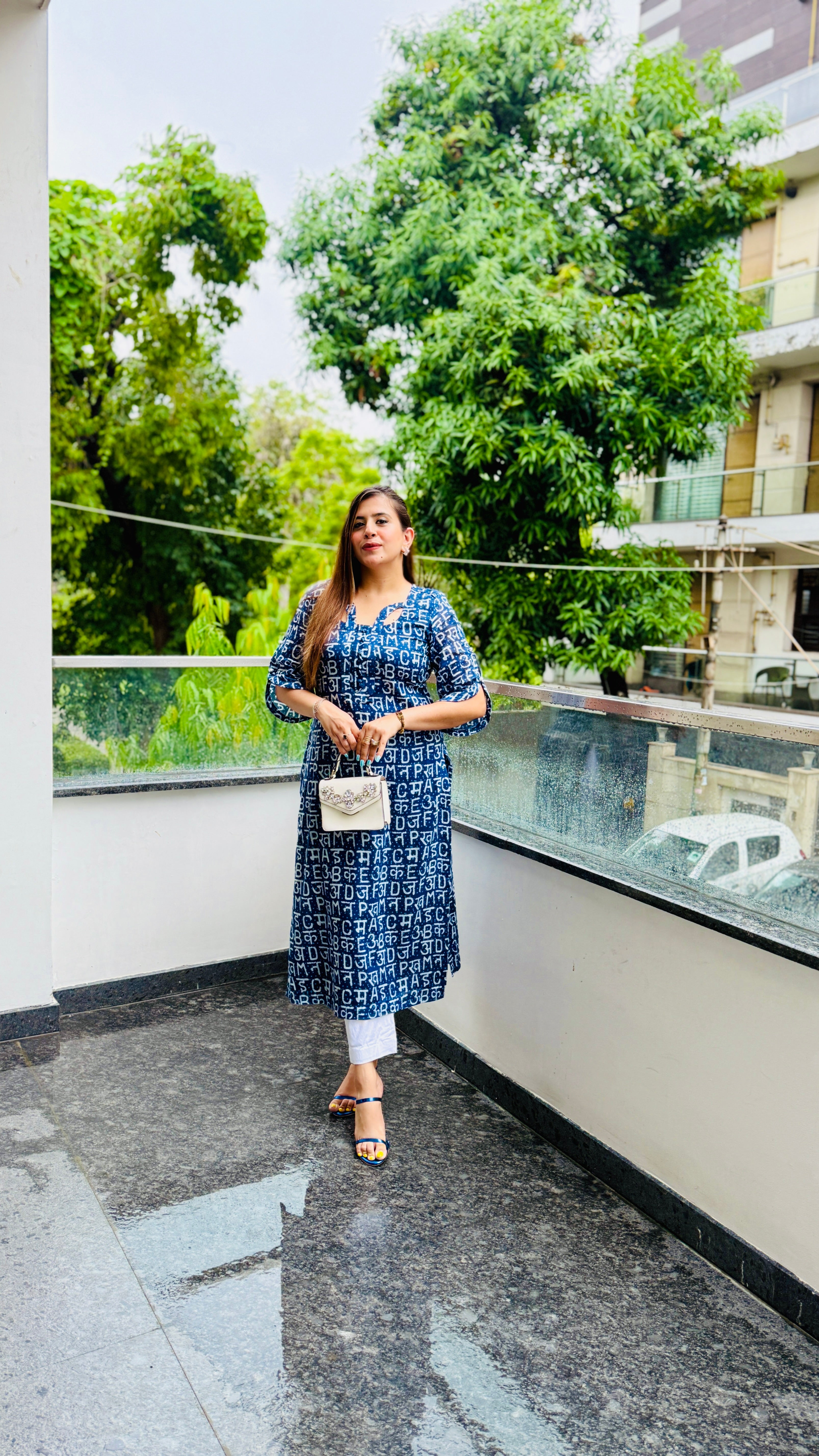 Blue Text Me Mal Cotton Kurti