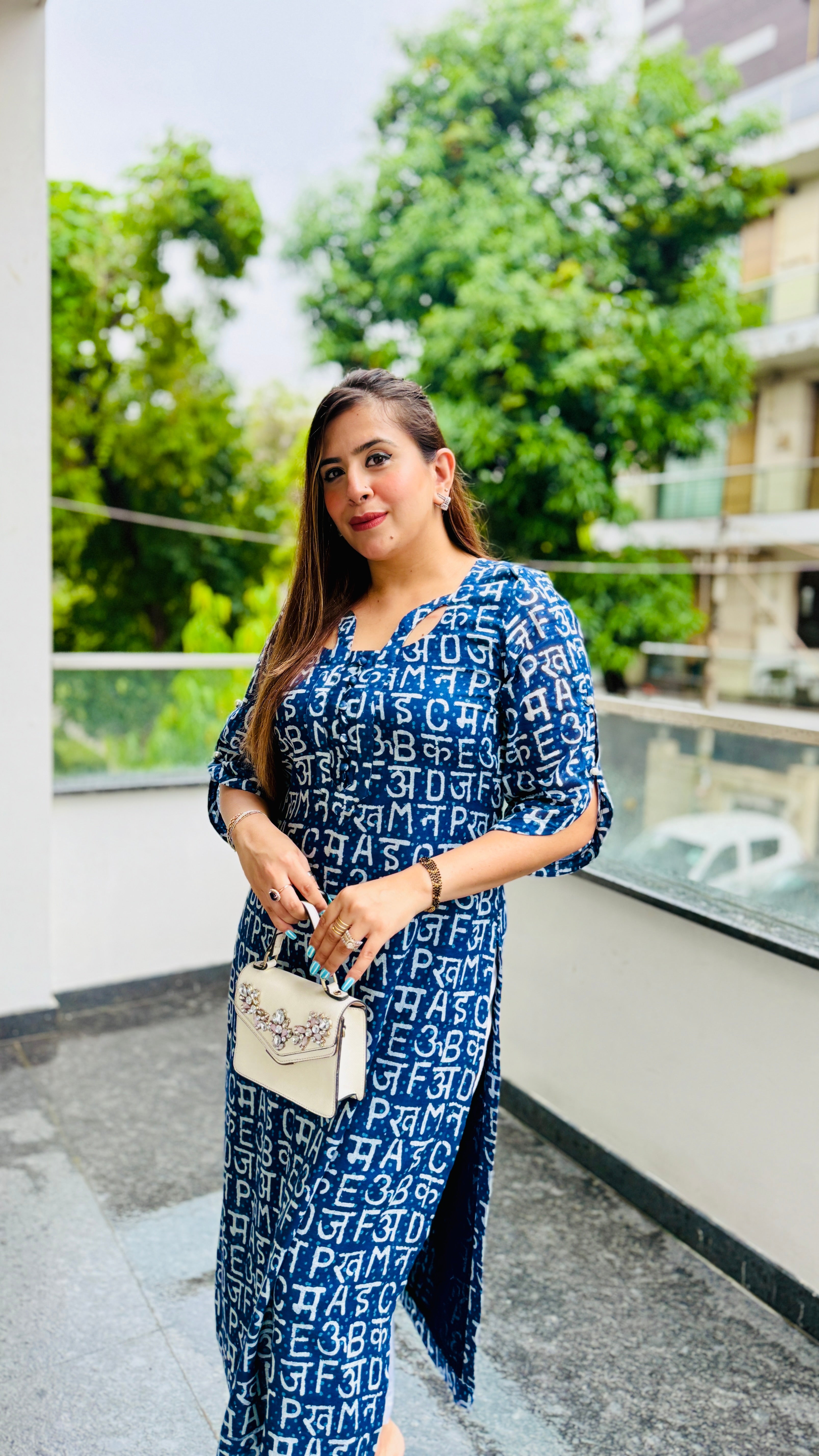 Blue Text Me Mal Cotton Kurti