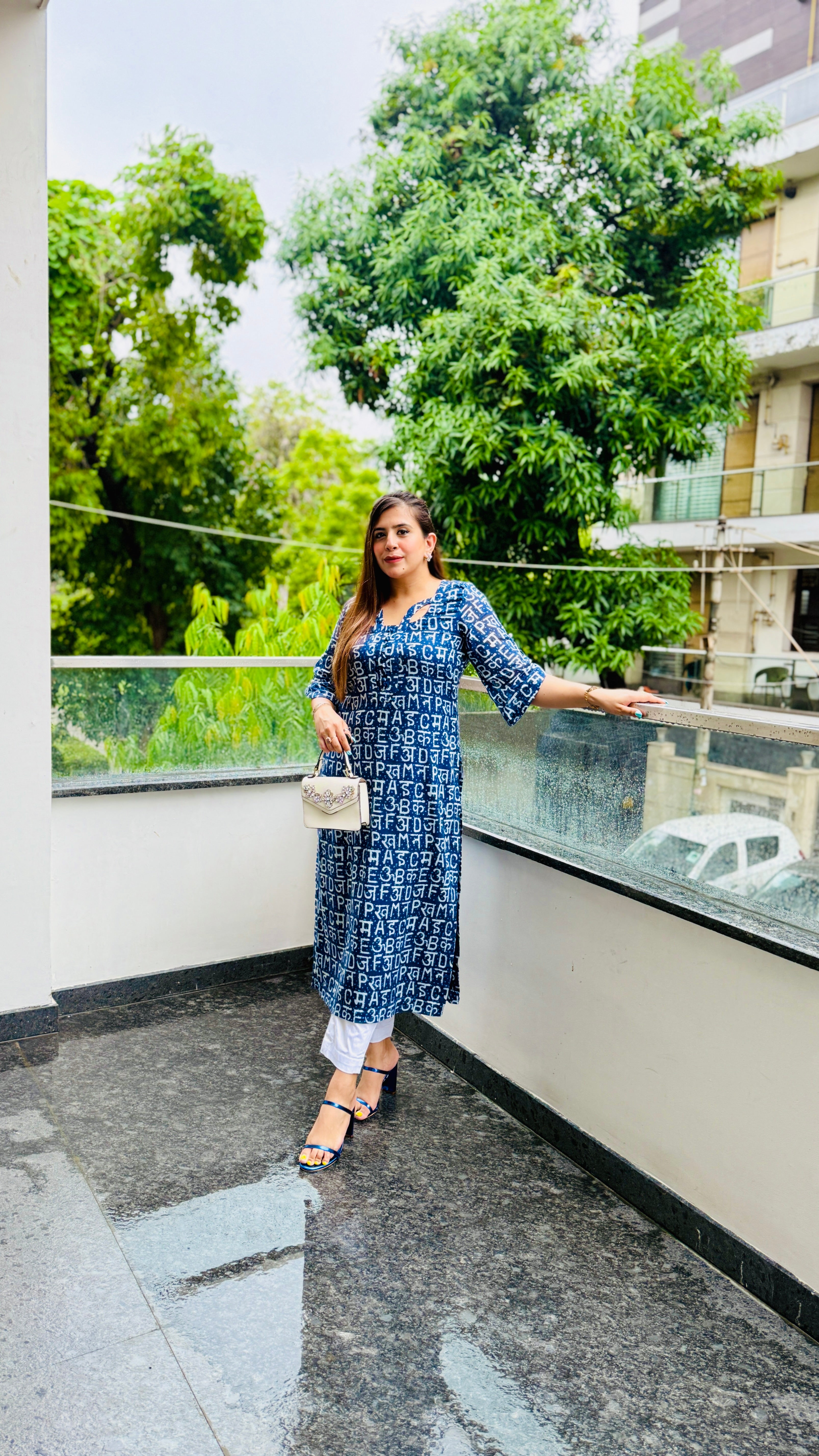 Blue Text Me Mal Cotton Kurti