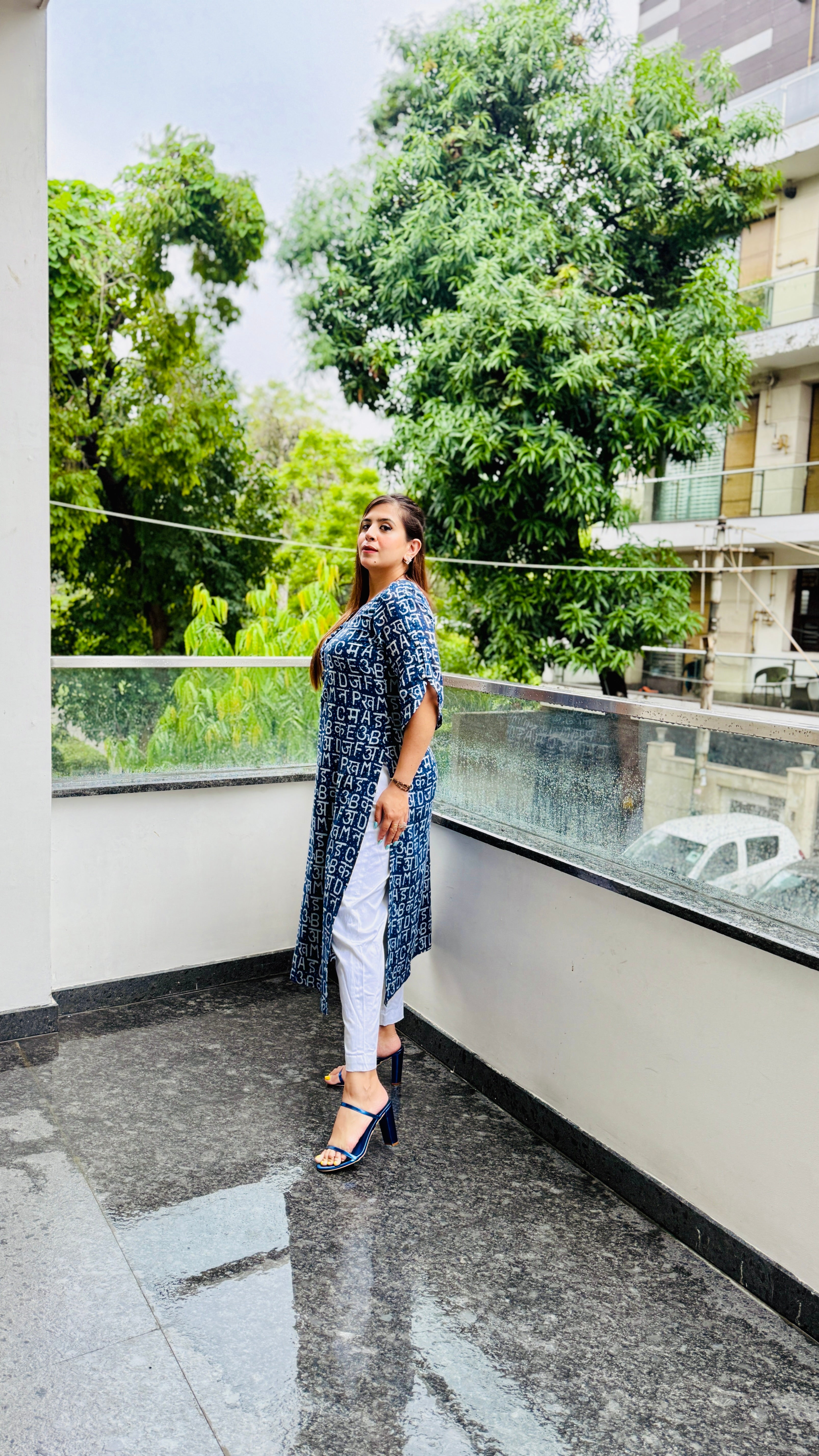 Blue Text Me Mal Cotton Kurti