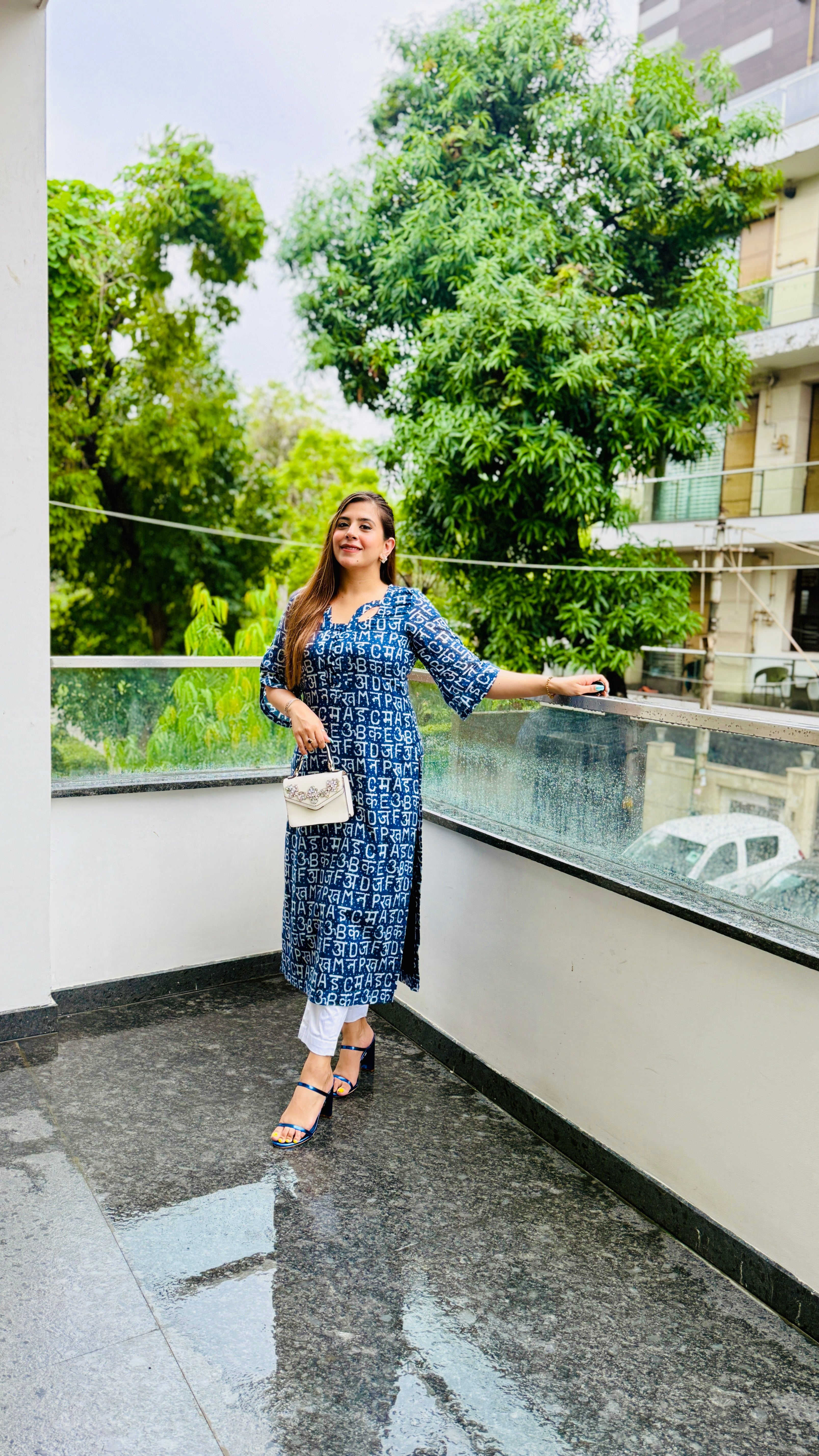 Blue Text Me Mal Cotton Kurti