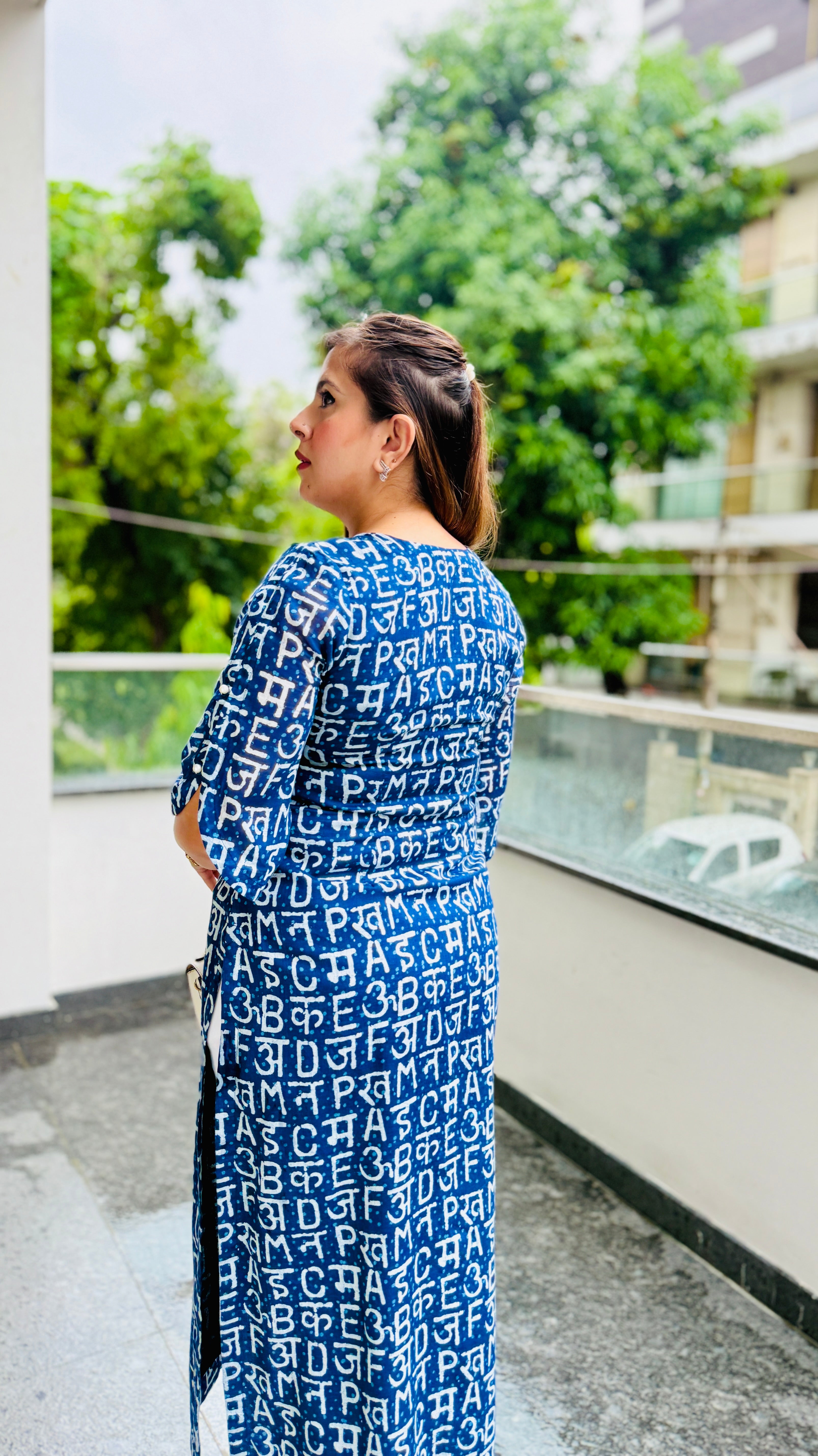 Blue Text Me Mal Cotton Kurti