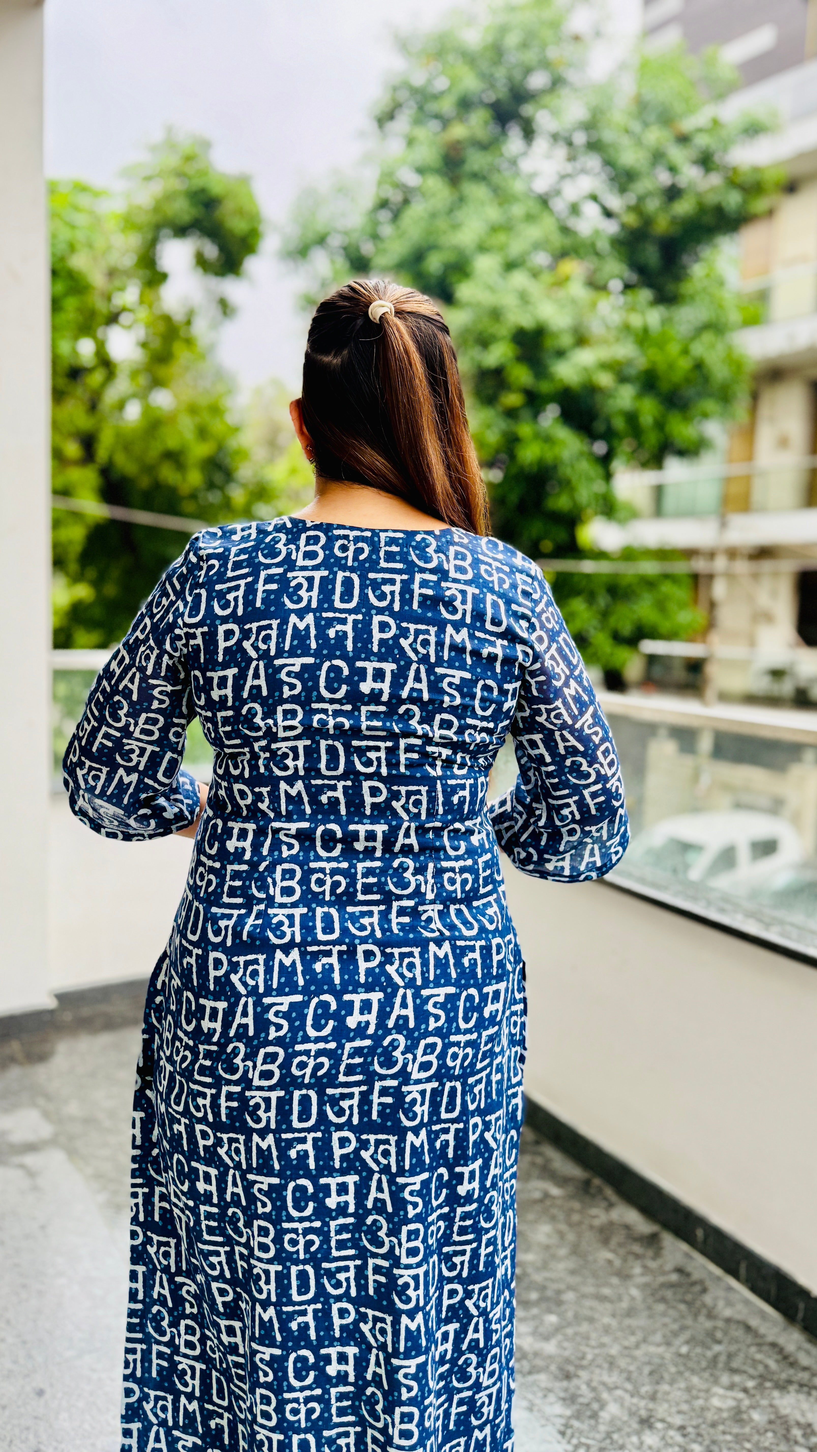 Blue Text Me Mal Cotton Kurti