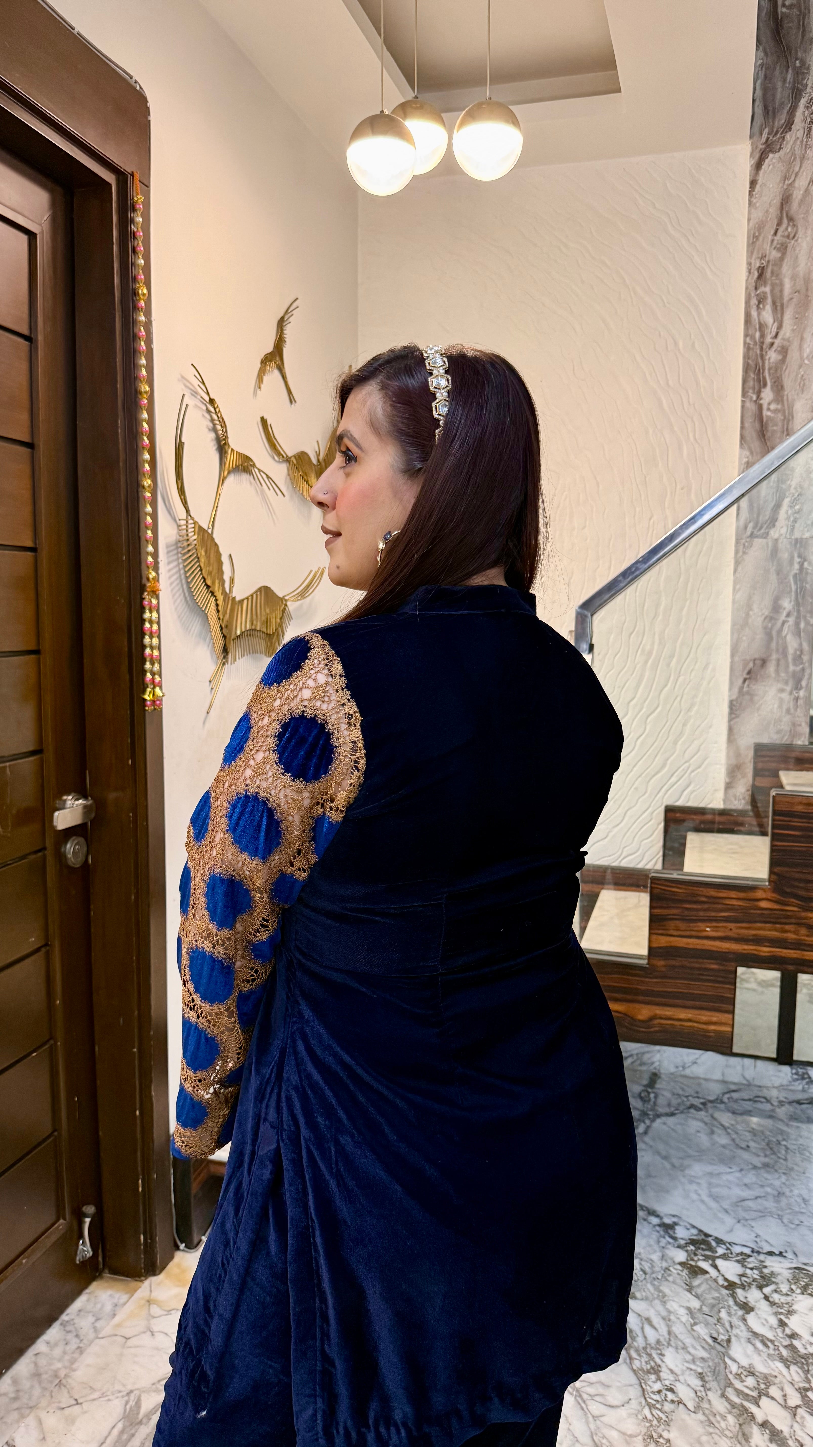 Blue Mesh Velvet Co-Ord