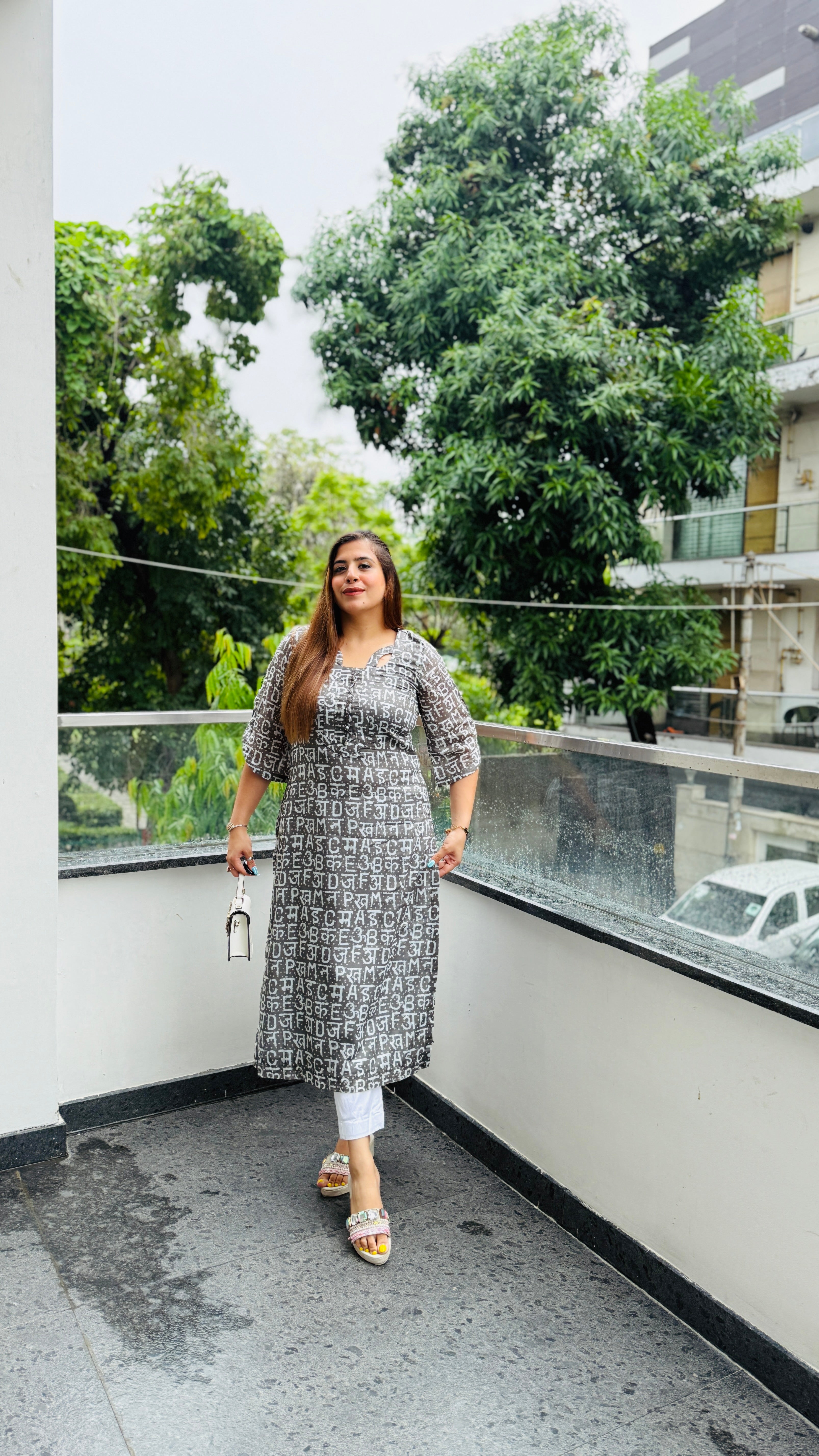 Grey Text Me Mal Cotton Kurti