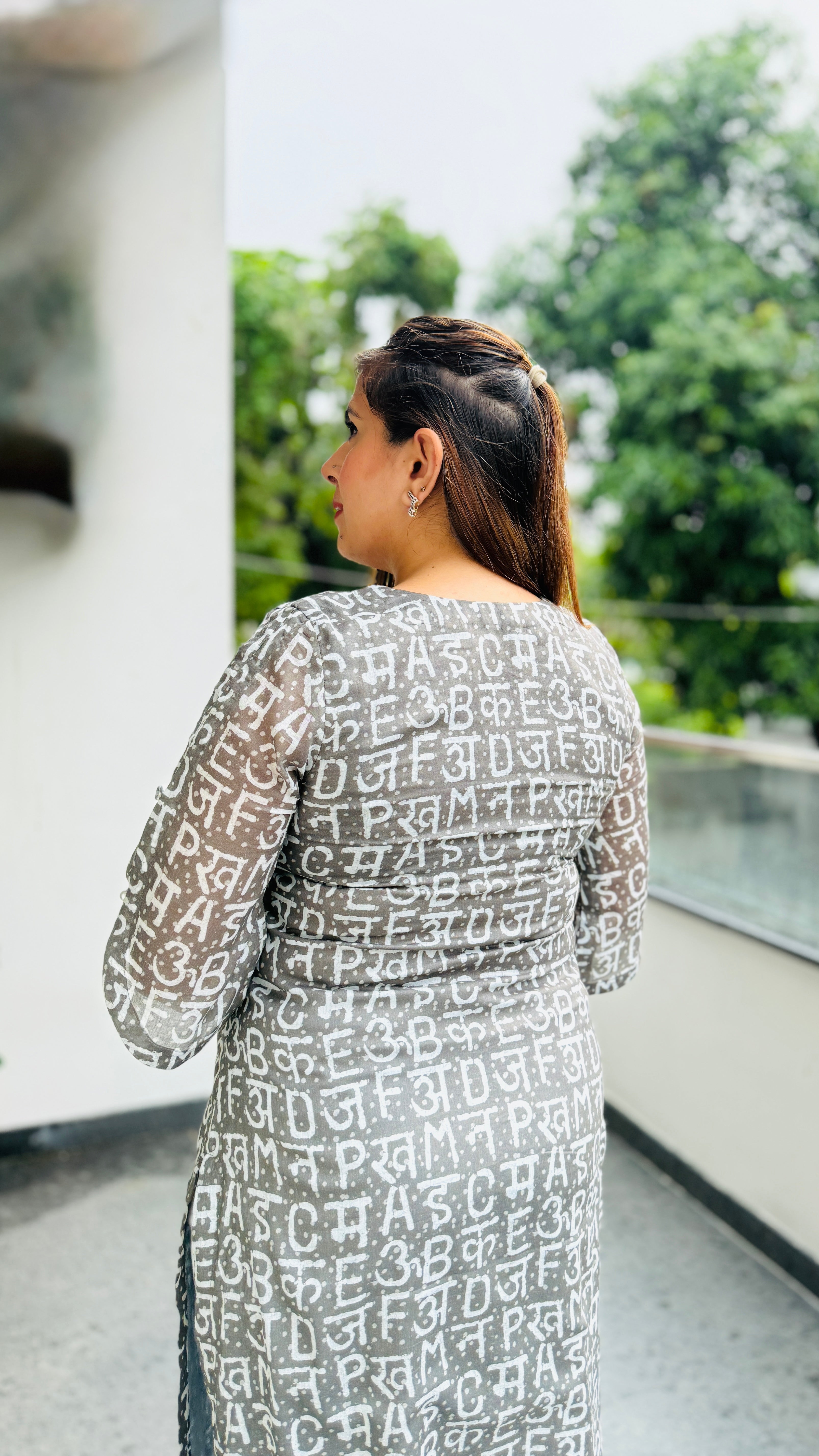 Grey Text Me Mal Cotton Kurti