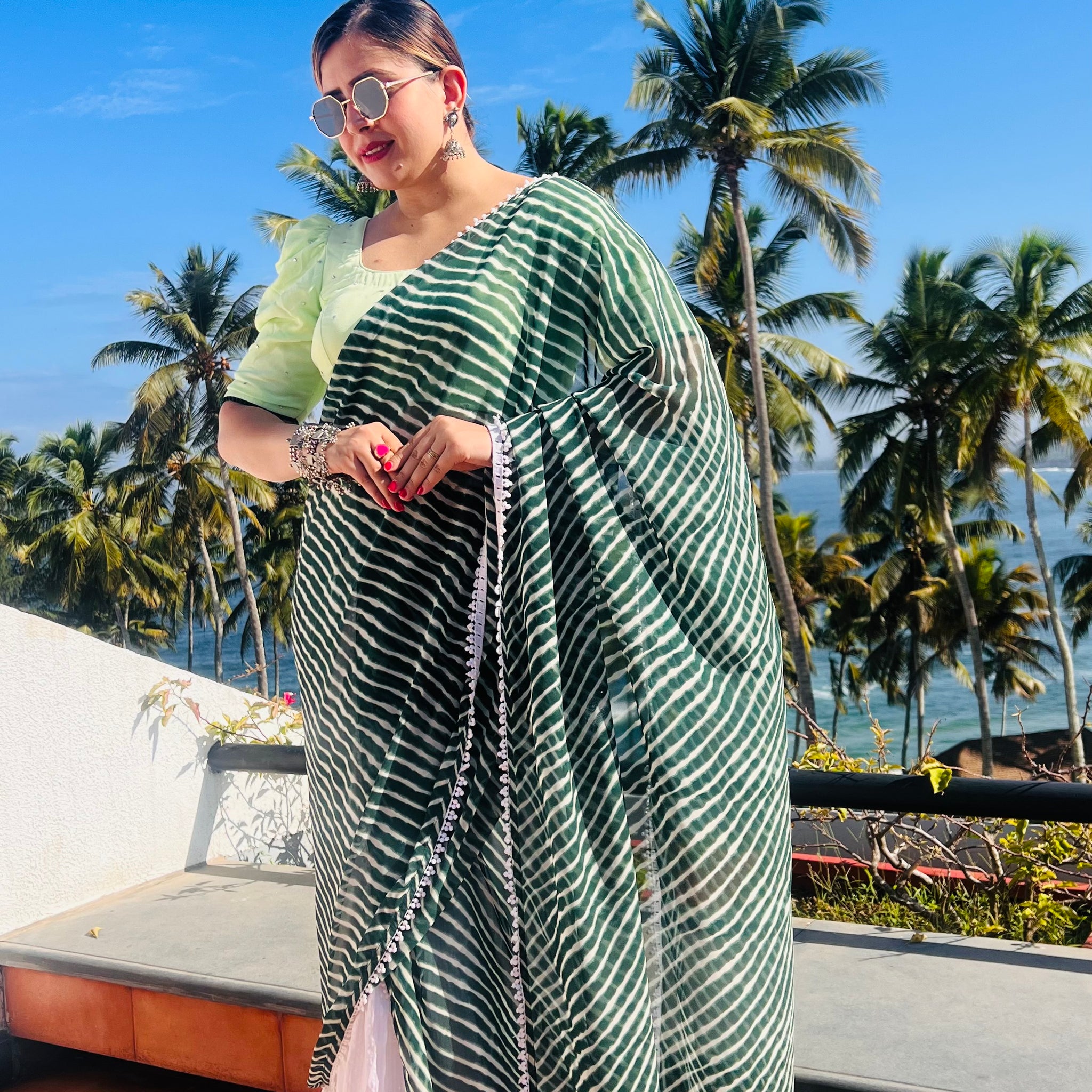 Green Leheriya Lehenga