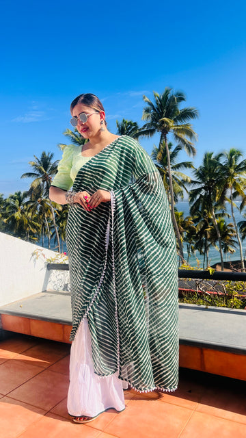 Green Leheriya Lehenga