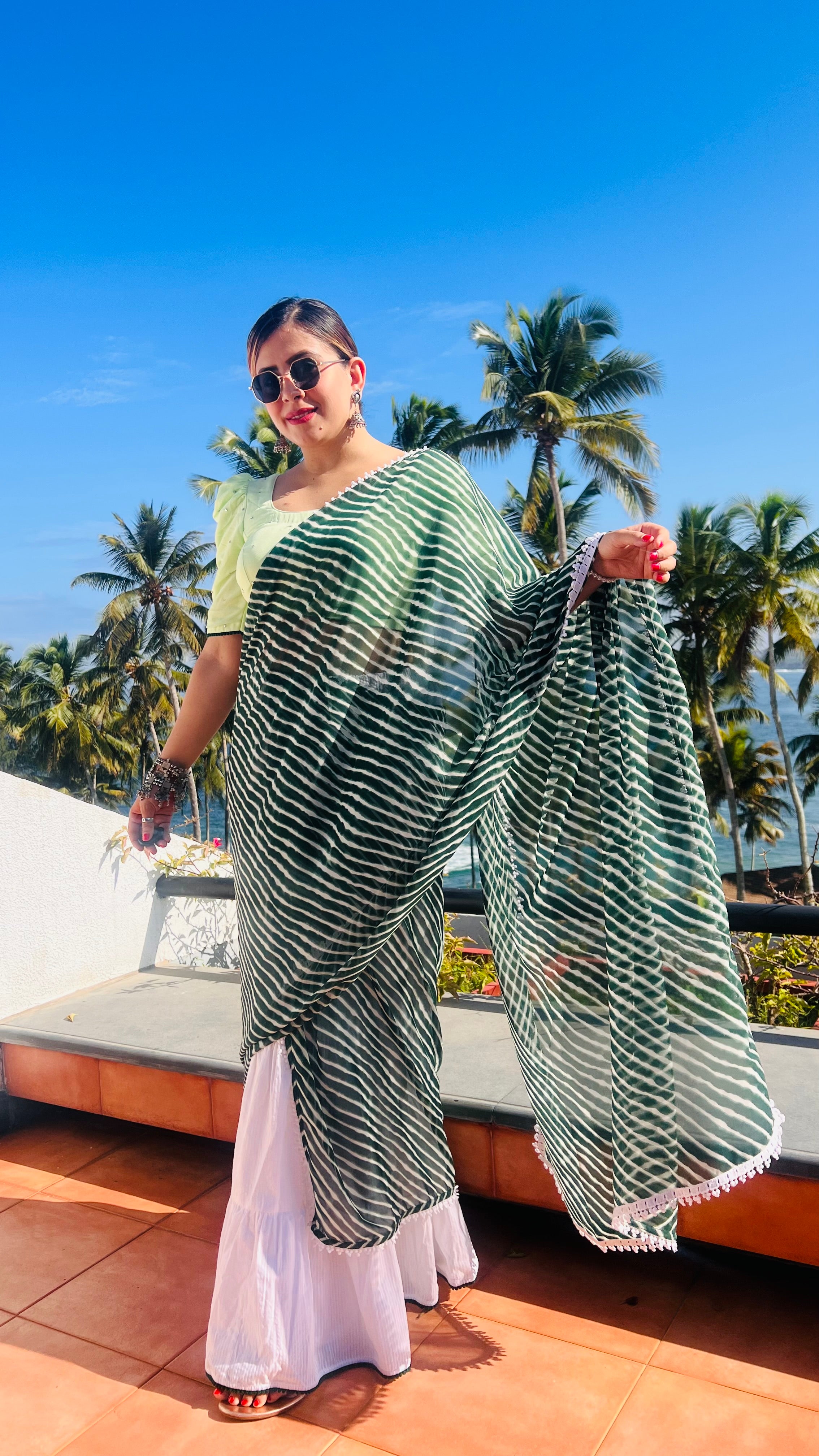 Green Leheriya Lehenga