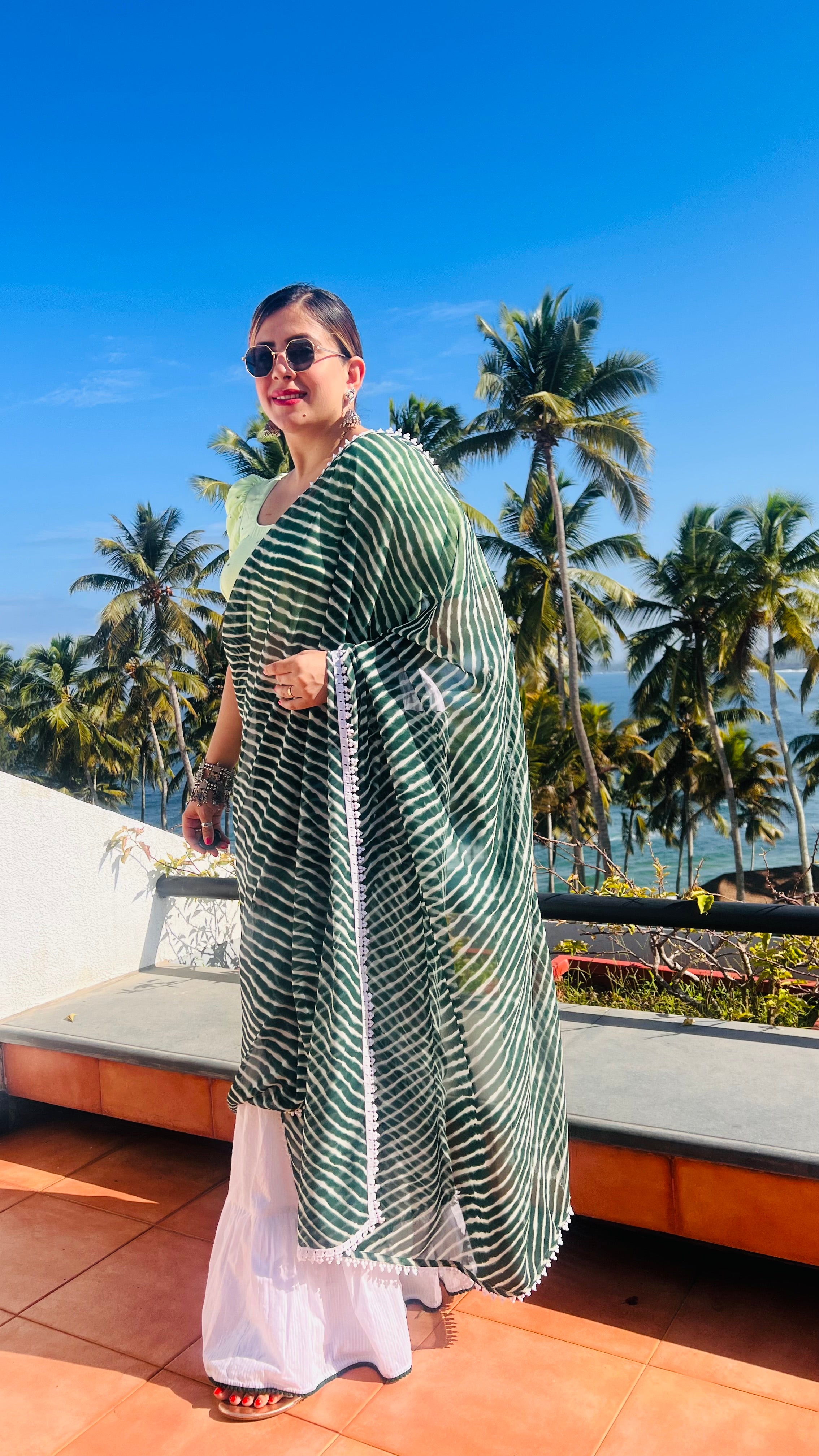 Green Leheriya Lehenga