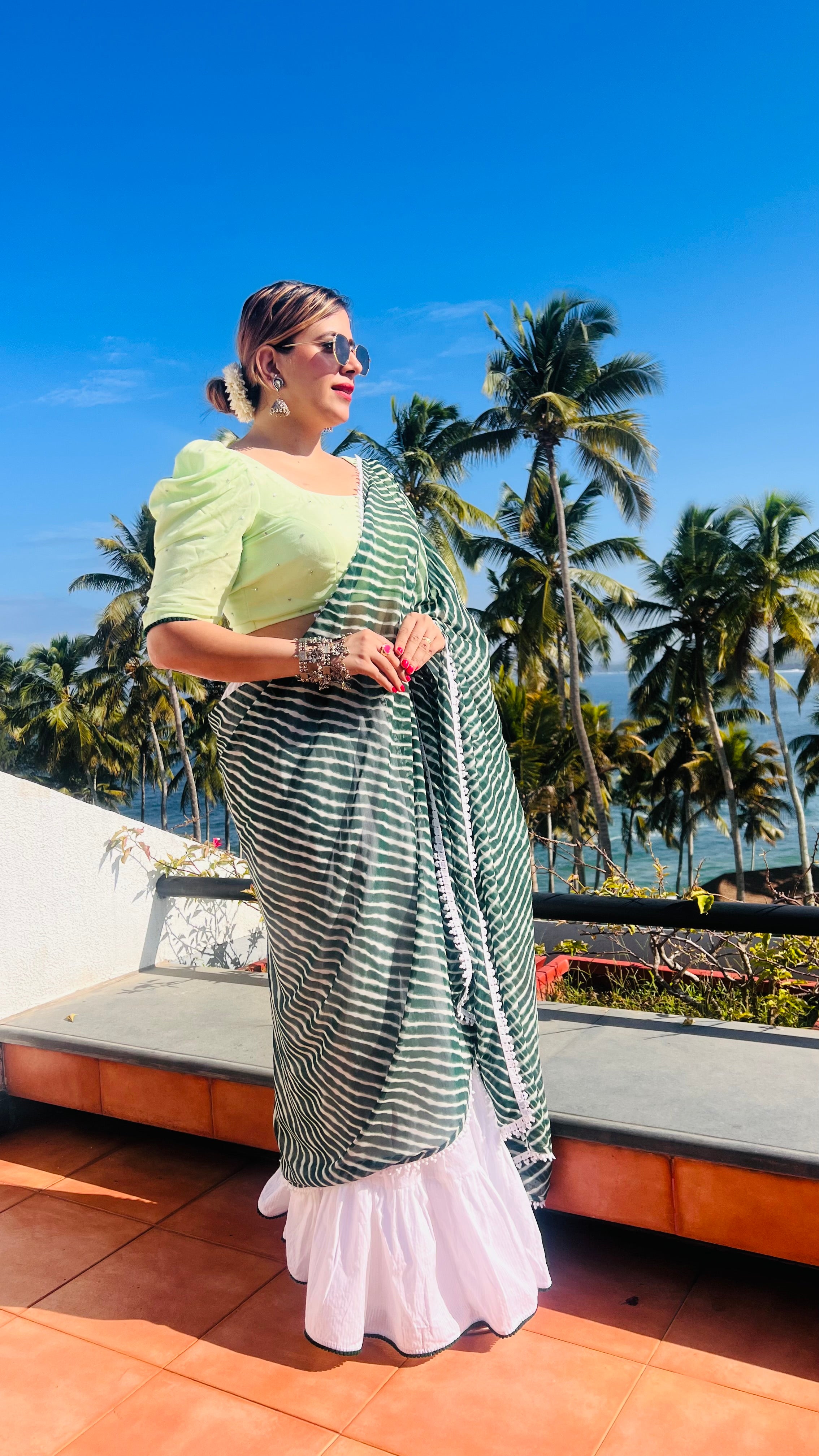 Green Leheriya Lehenga