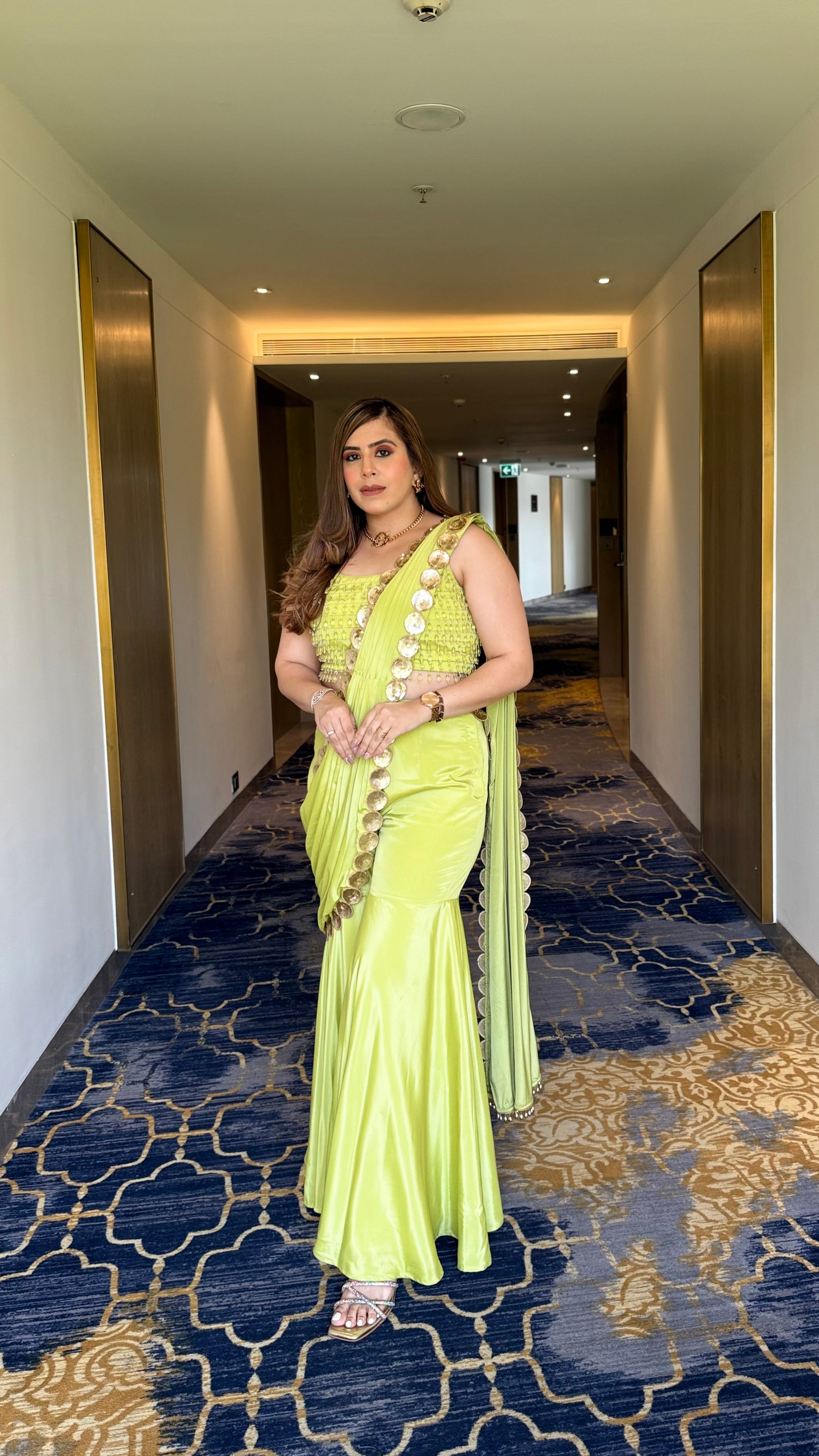 Pista Green Garara Saree