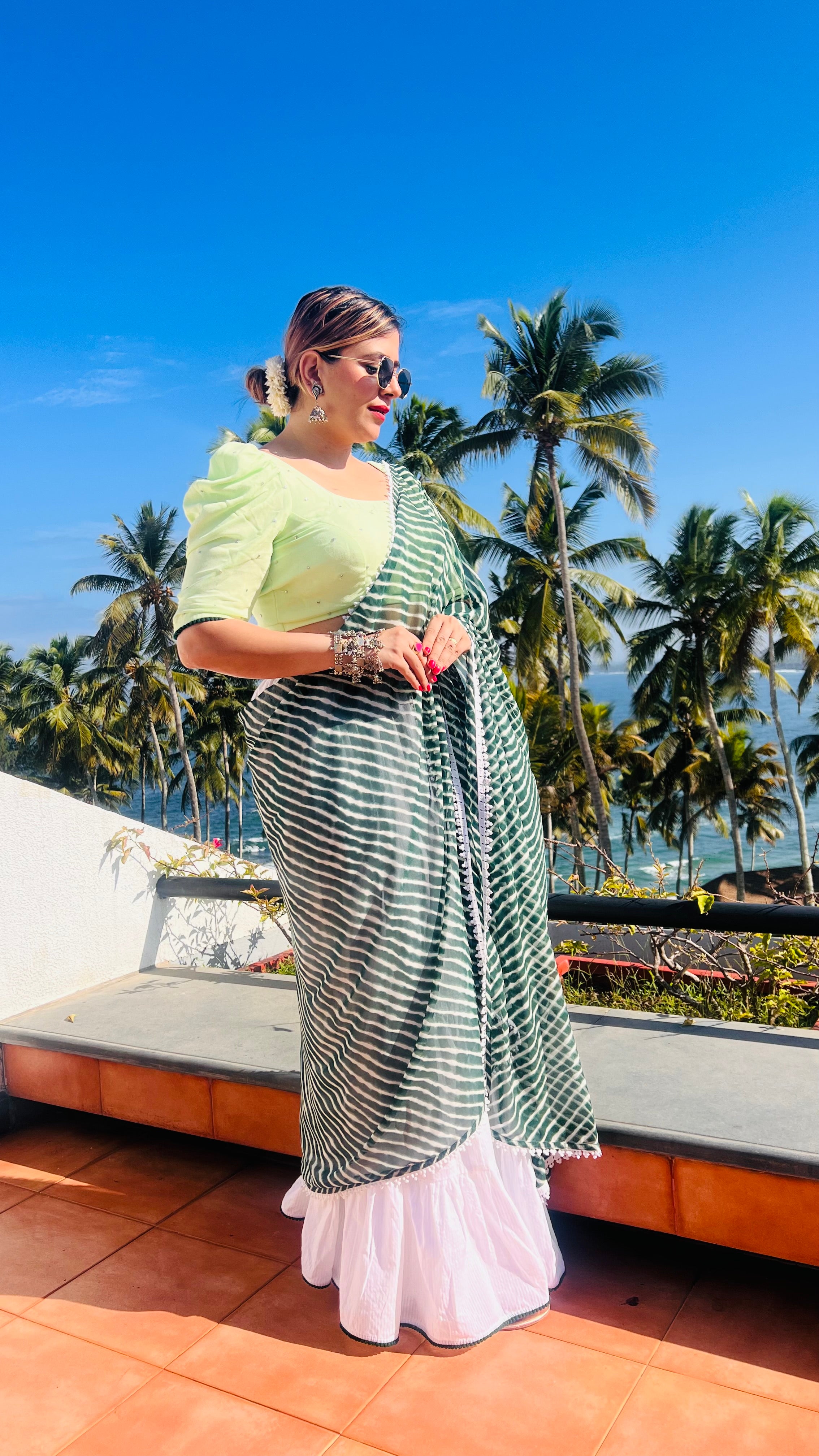 Green Leheriya Lehenga