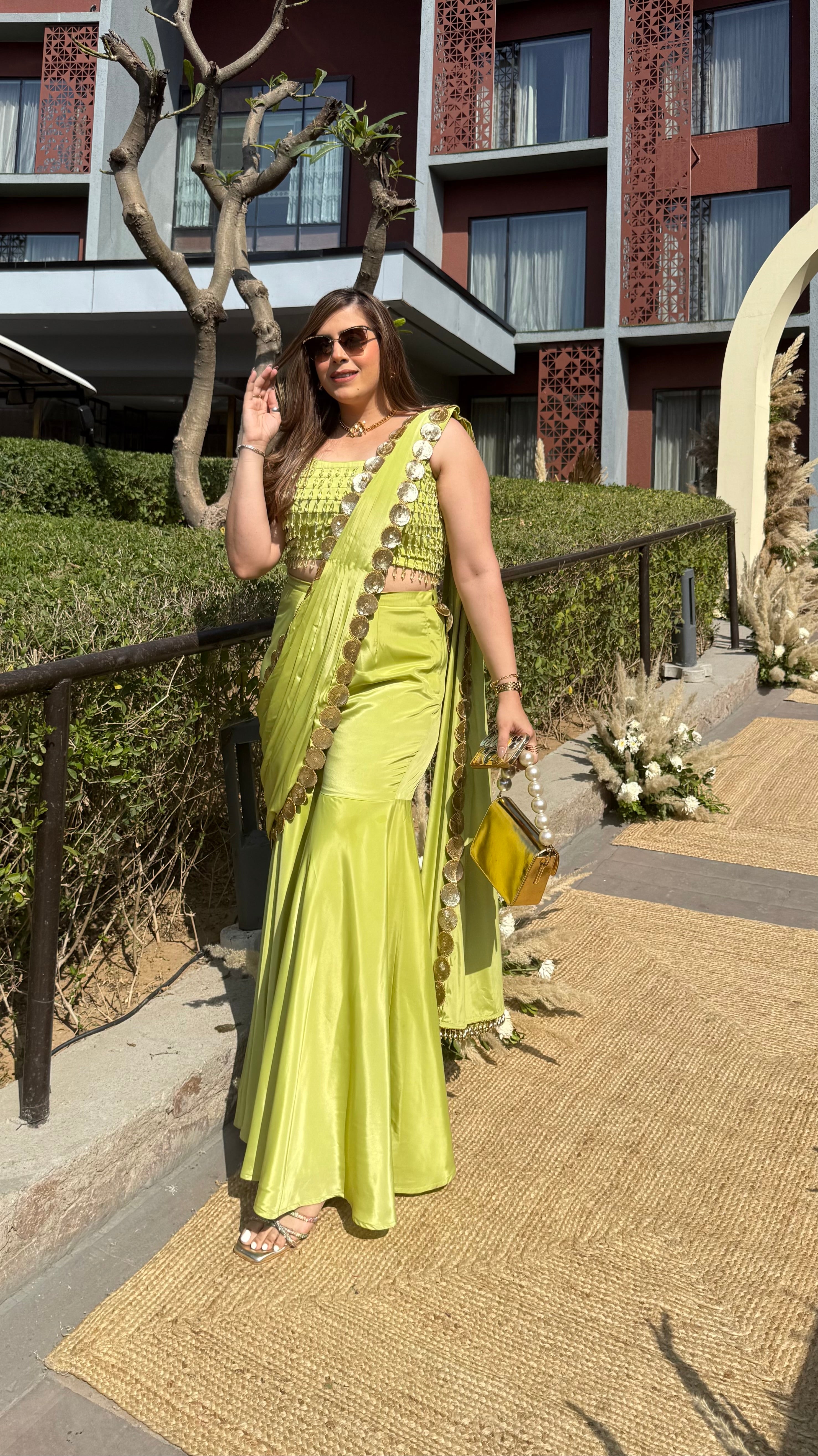 Pista Green Garara Saree
