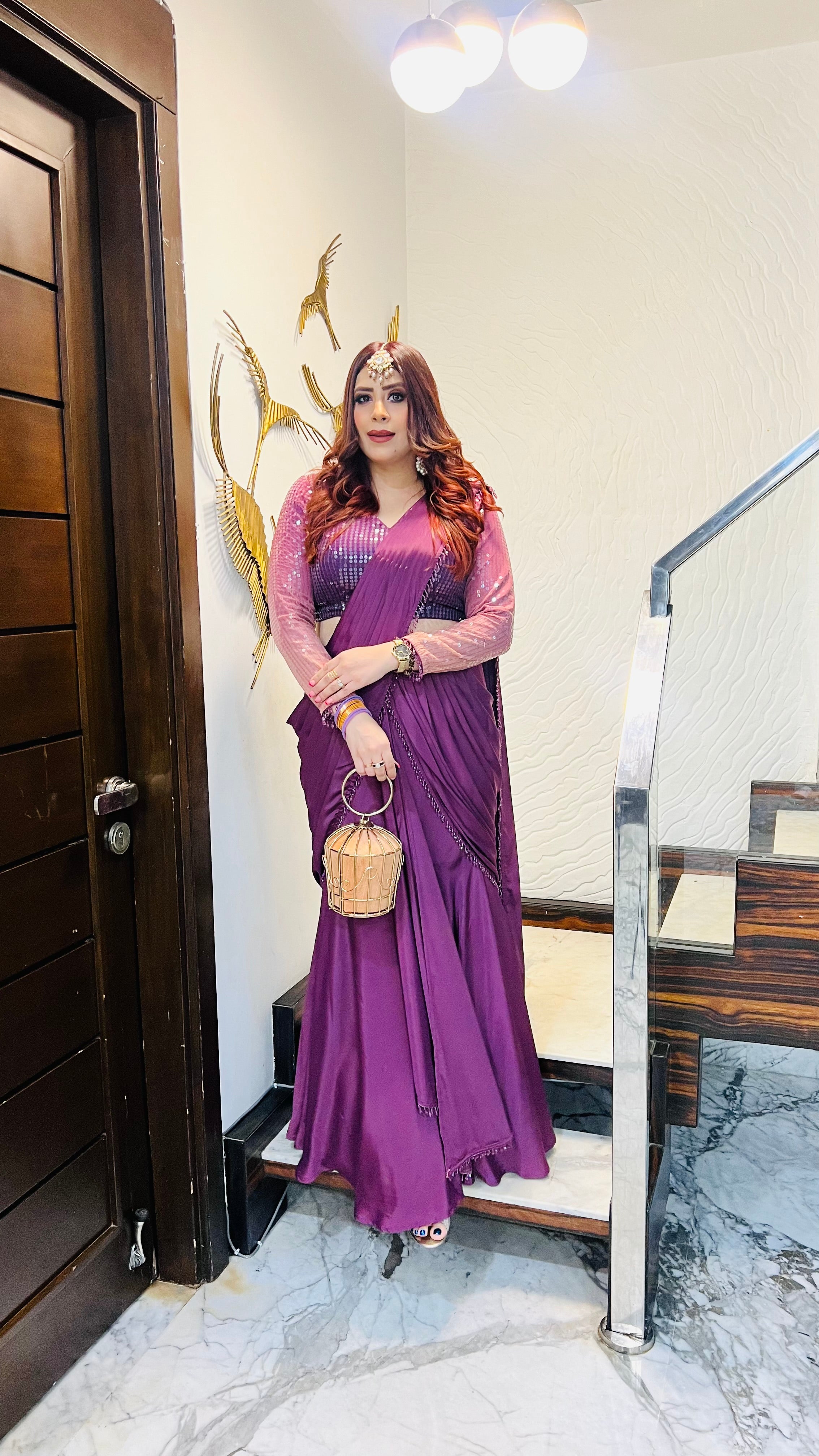 Mauve Karvachauth Saree