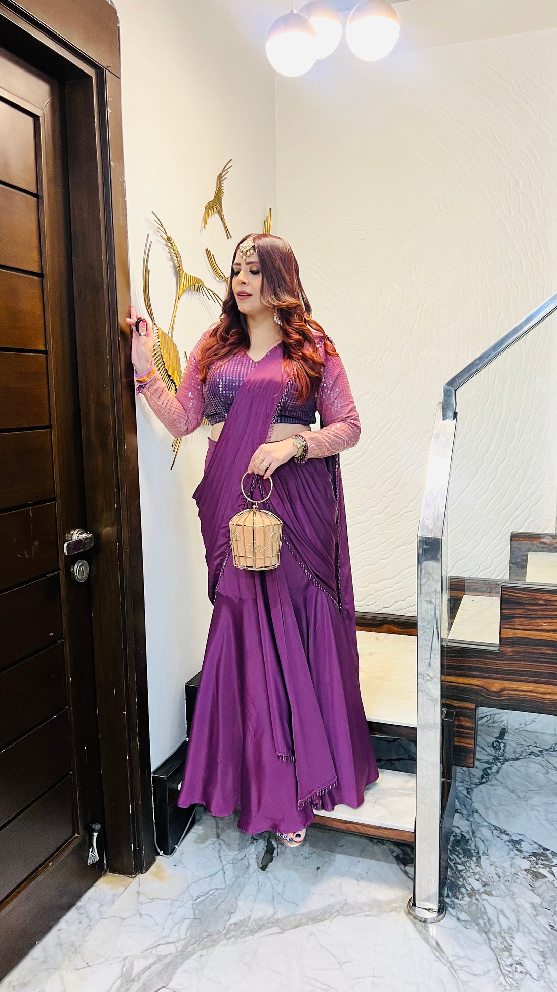 Mauve Karvachauth Saree