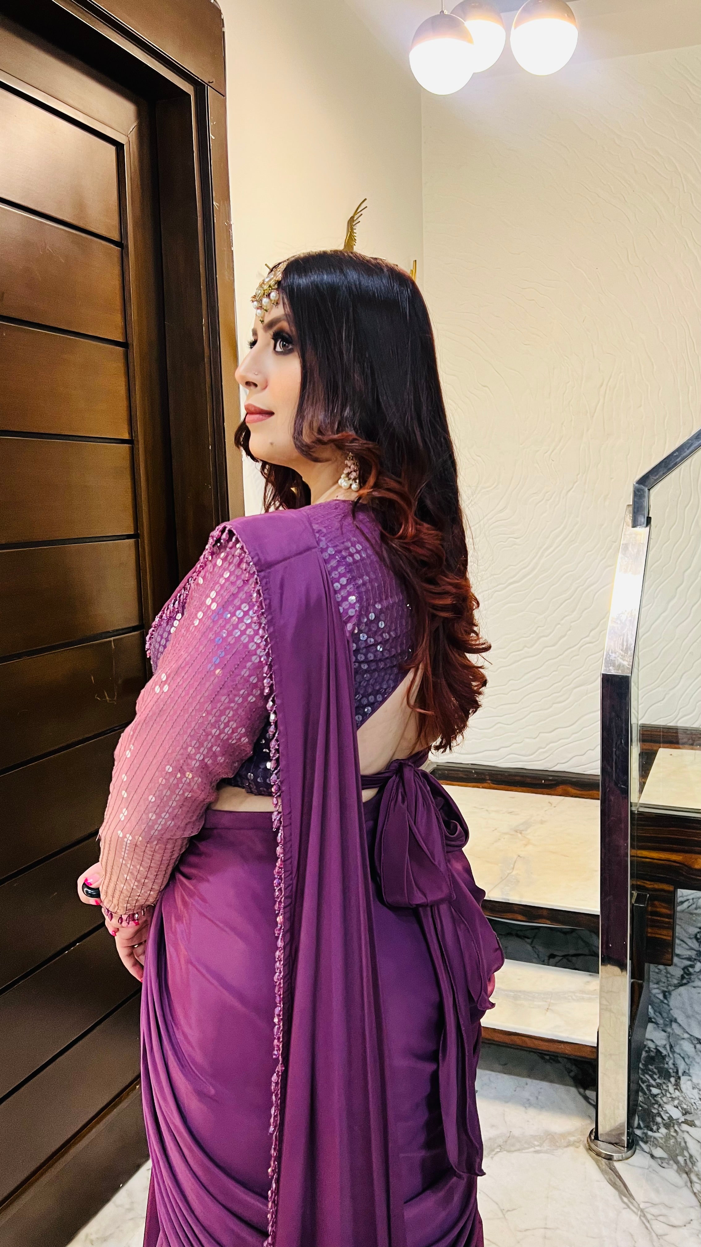 Mauve Karvachauth Saree