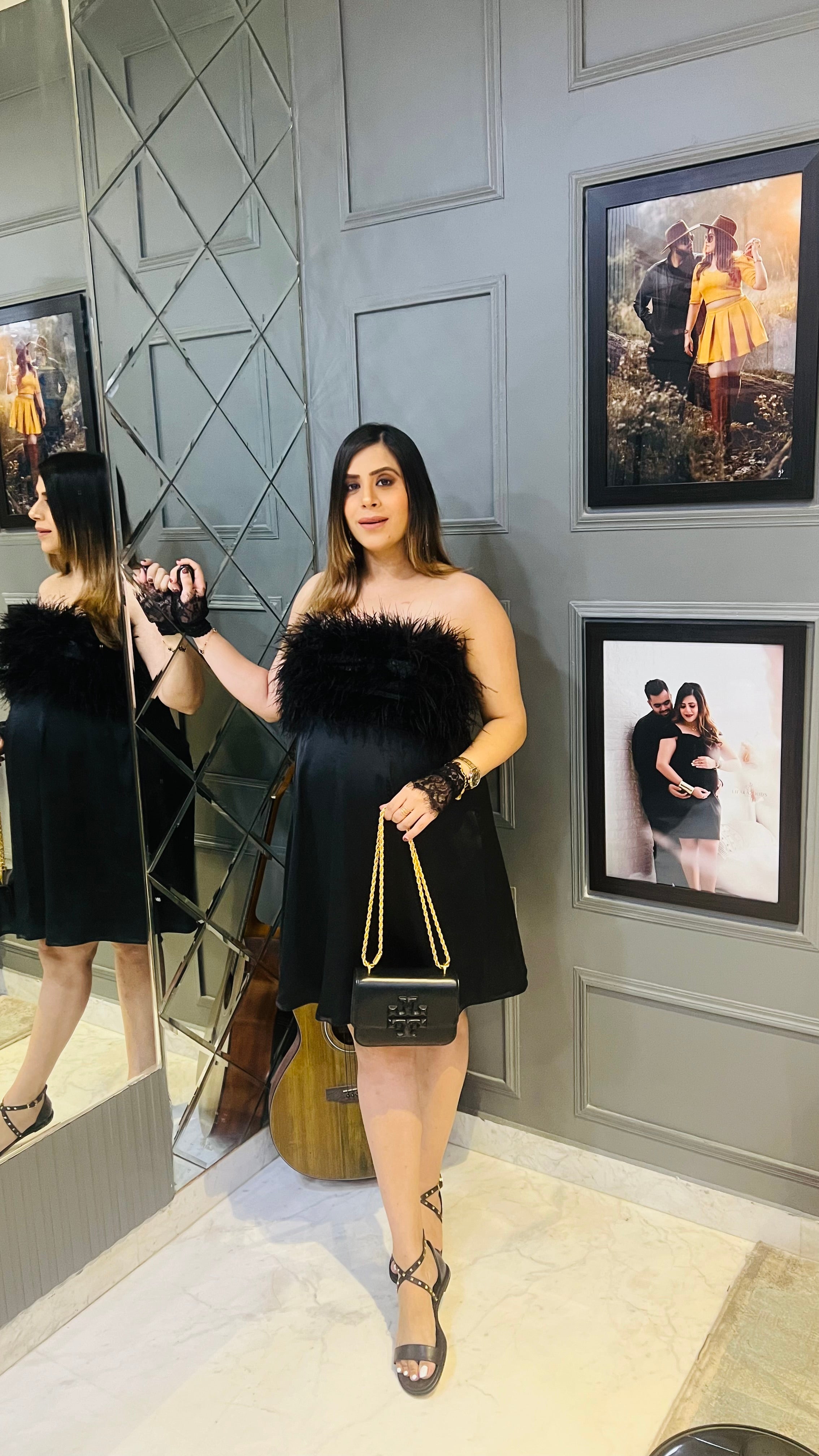 Black Birthday Fur Dress