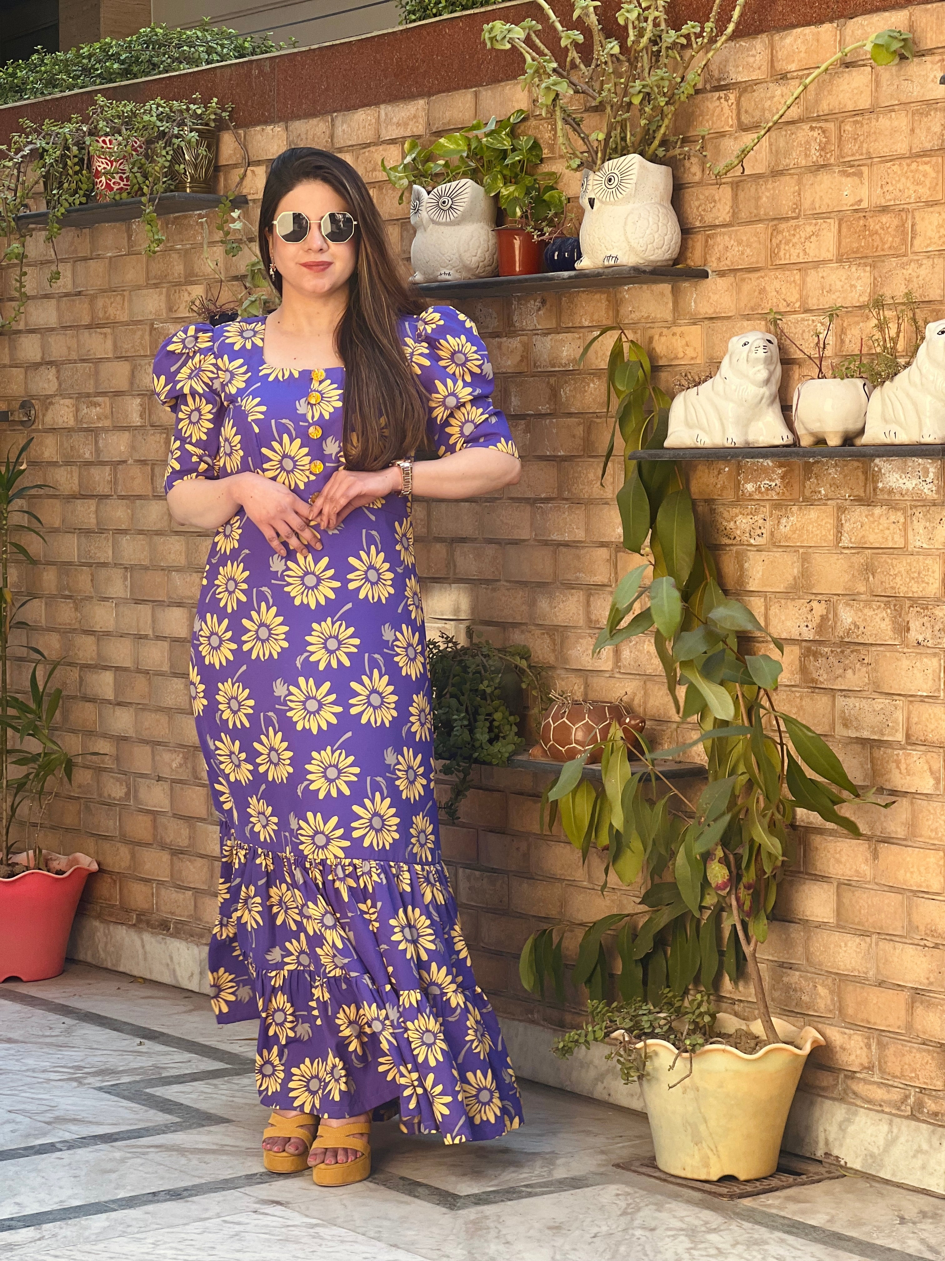 Purple Sunflower Maxi Dress