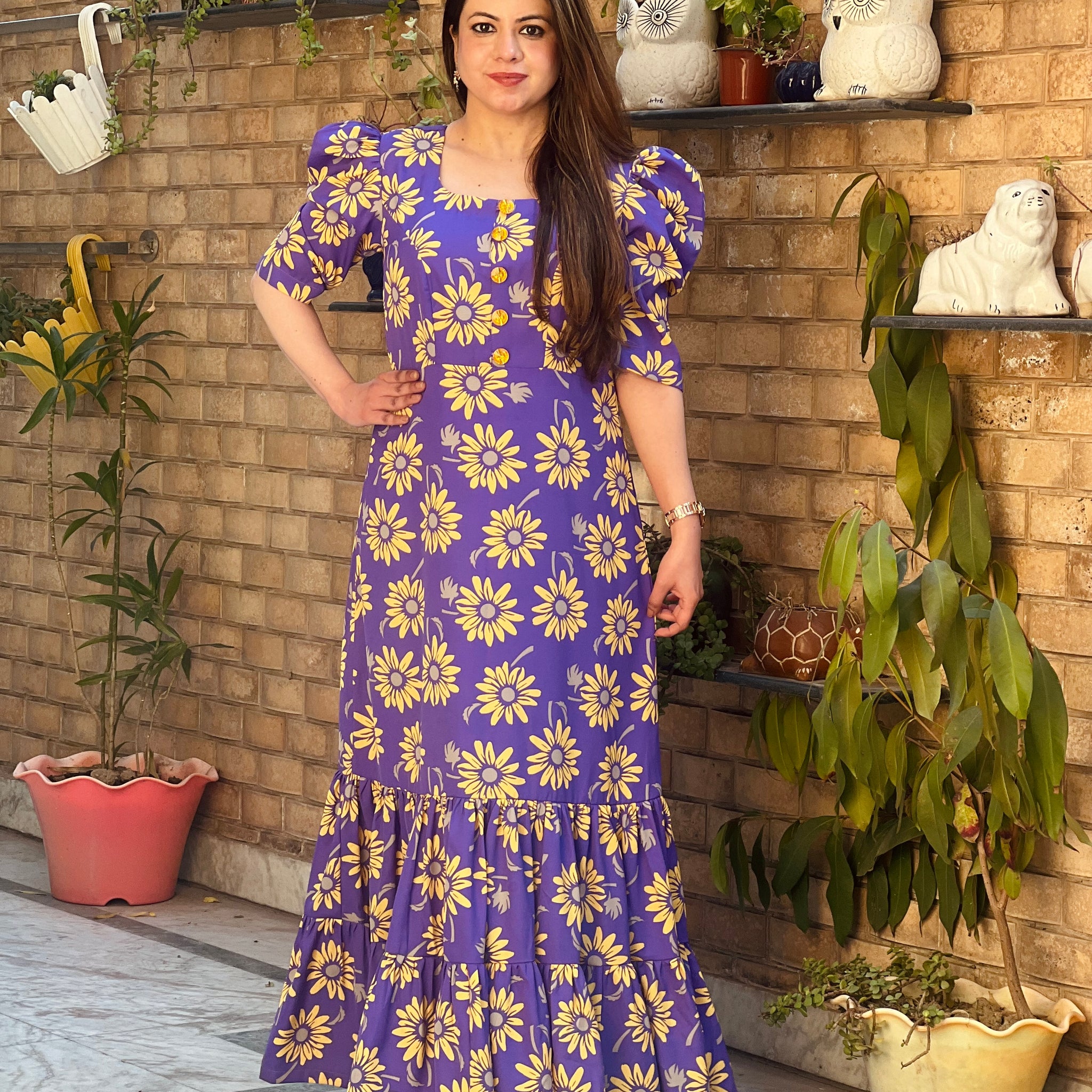 Purple Sunflower Maxi Dress