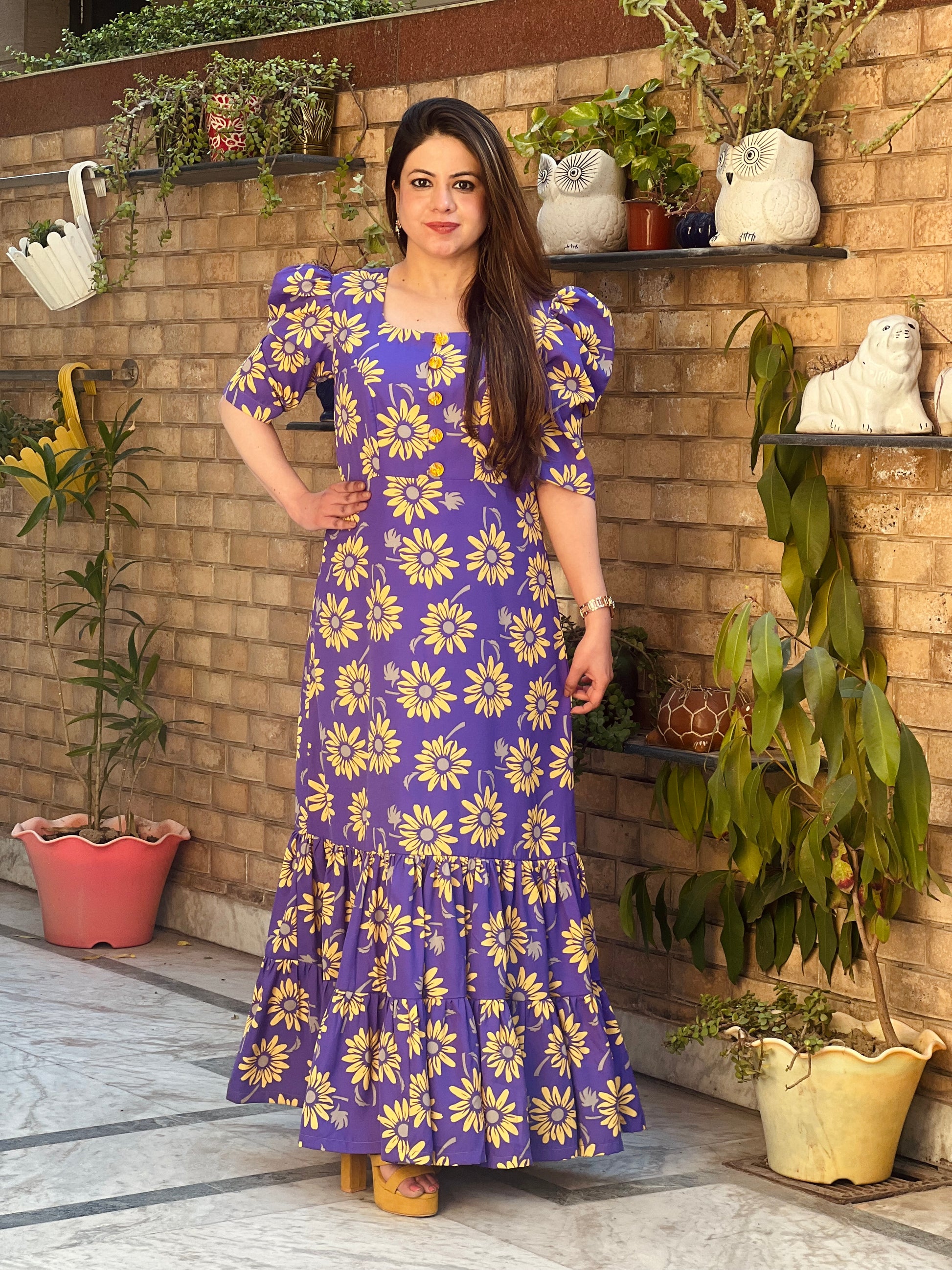 Purple Sunflower Maxi Dress Lakhina Couture Purple Sunflower Maxi Dress Lakhina Couture