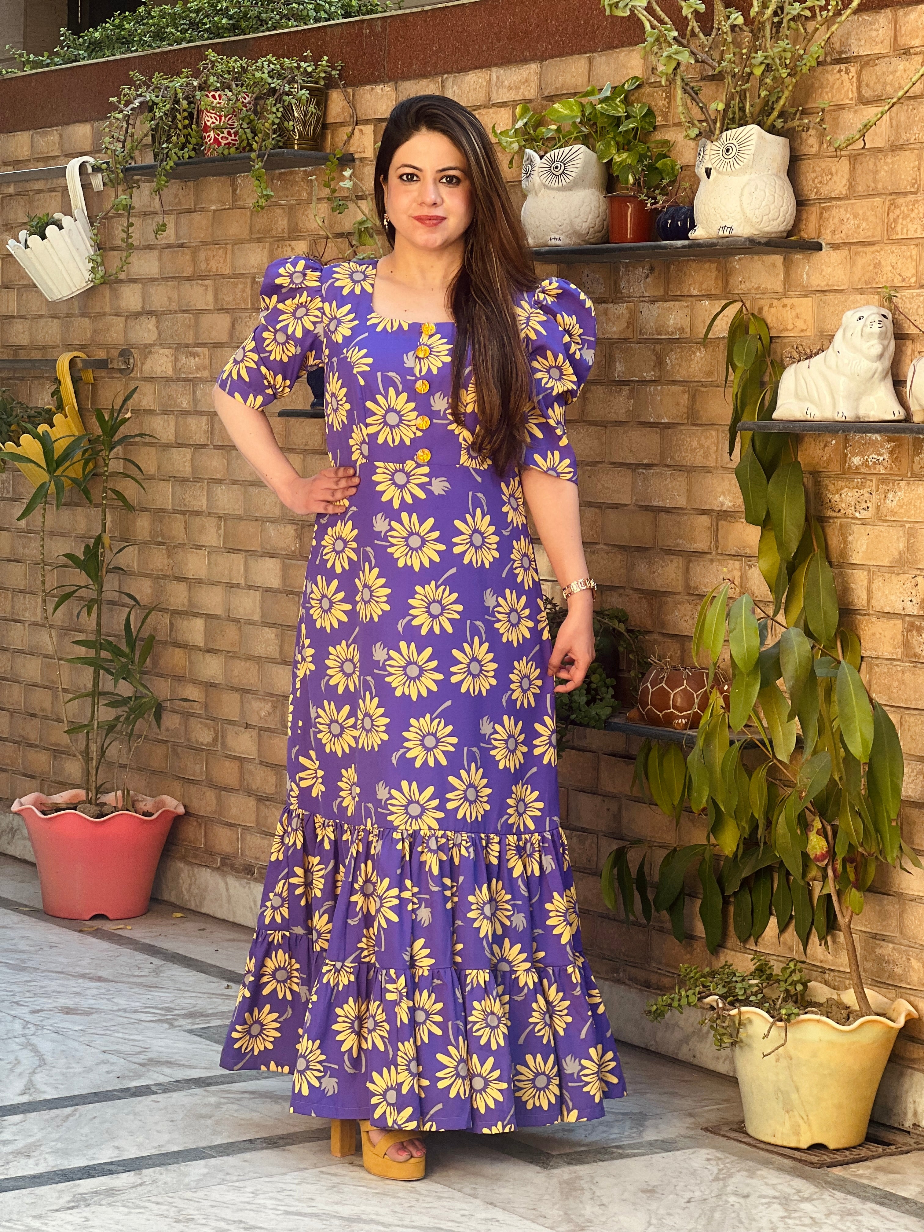 Purple Sunflower Maxi Dress