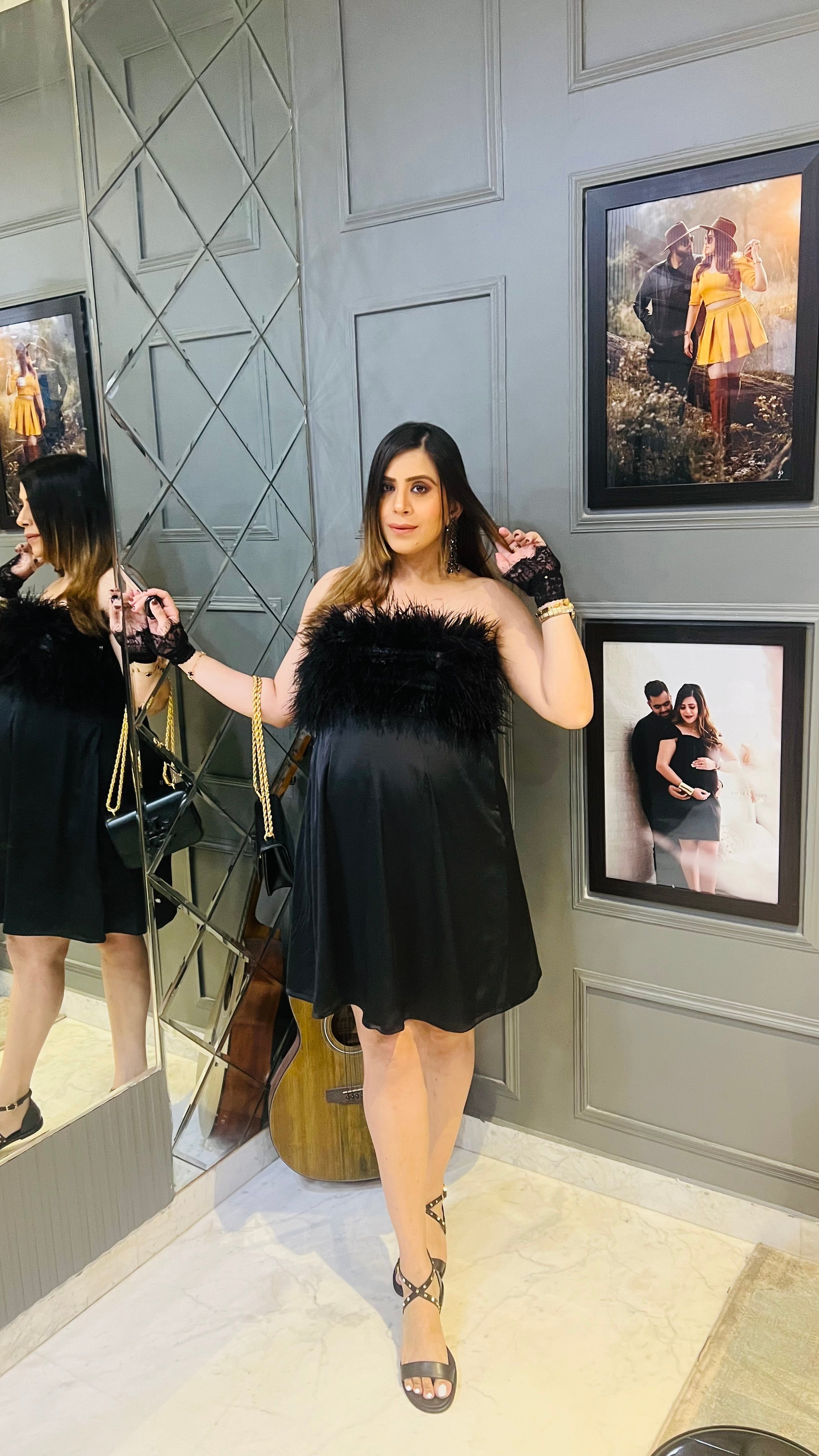 Black Birthday Fur Dress