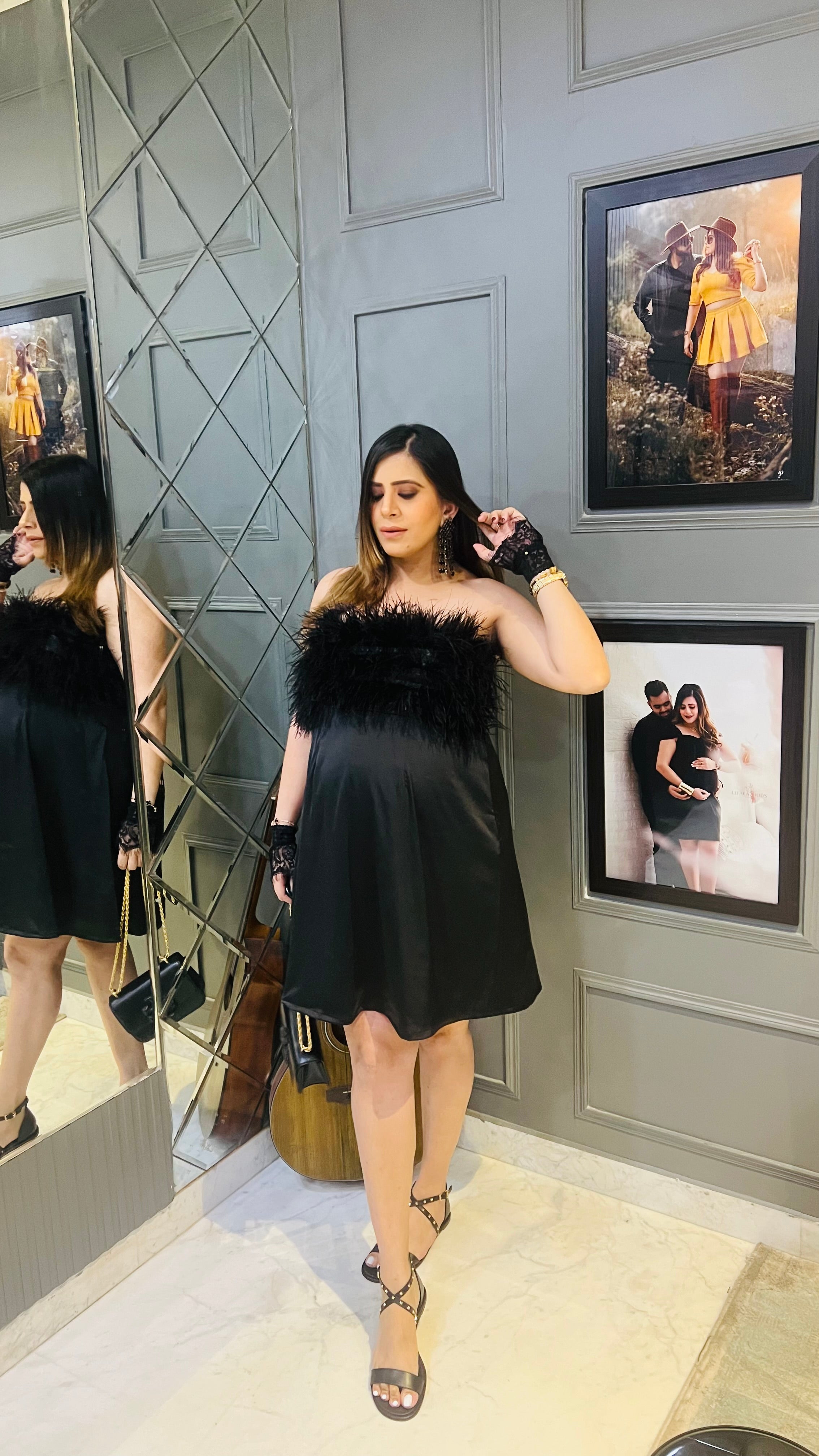Black Birthday Fur Dress