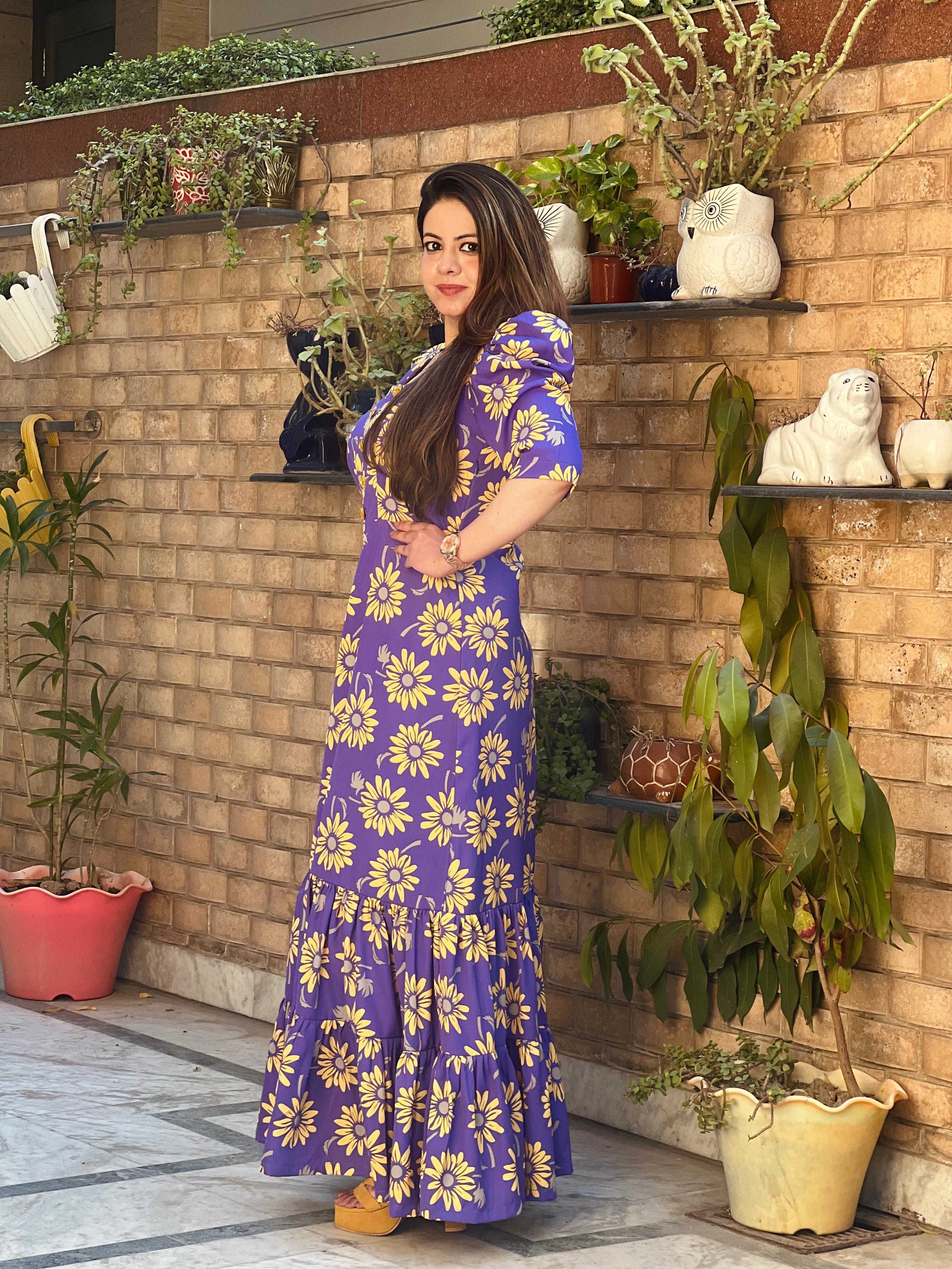 Purple Sunflower Maxi Dress