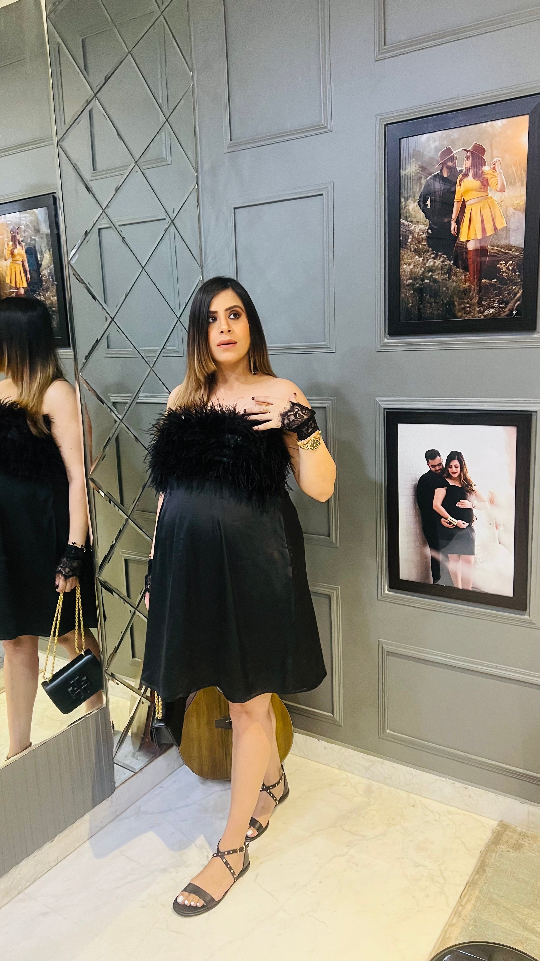 Black Birthday Fur Dress