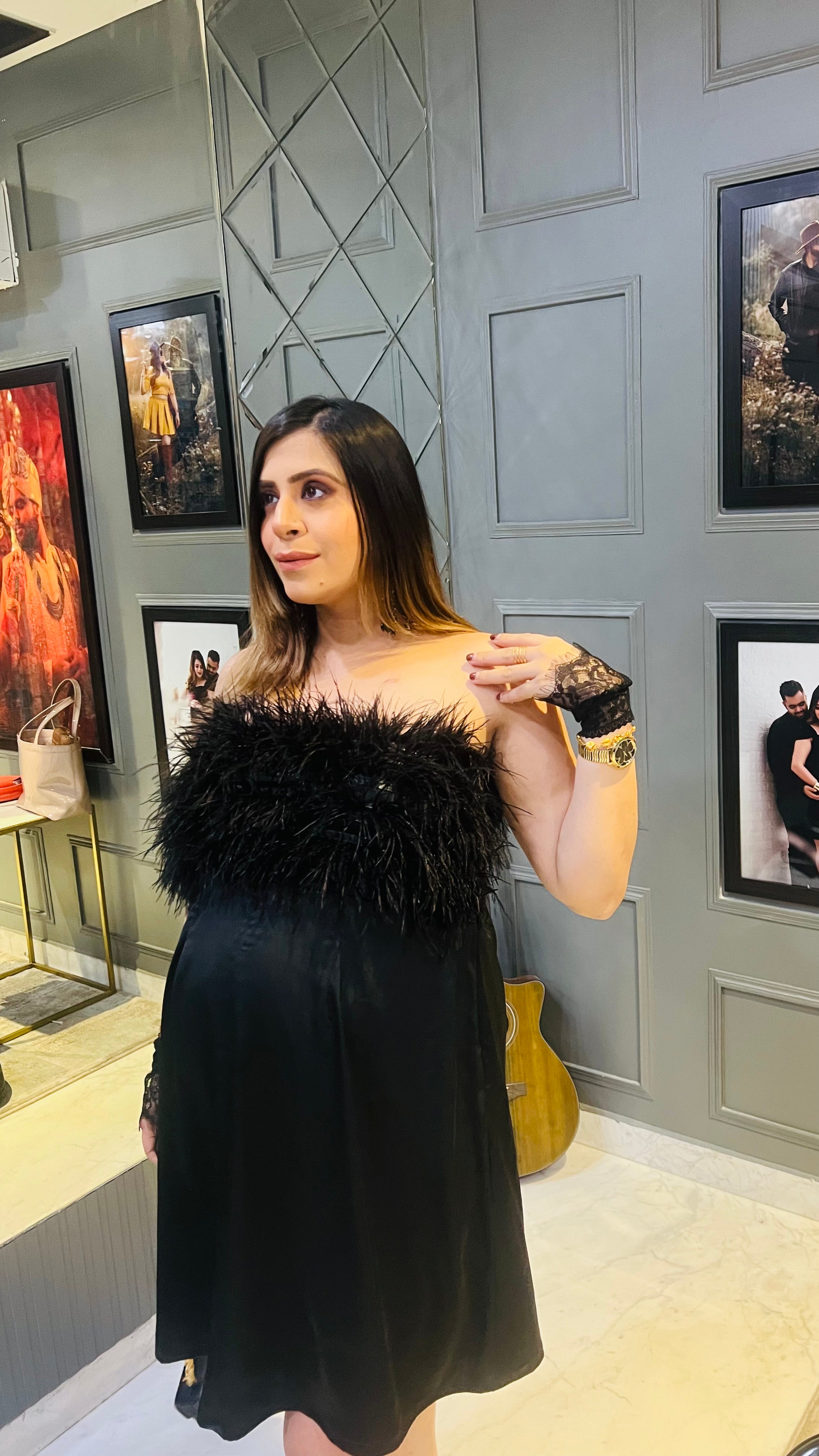 Black Birthday Fur Dress